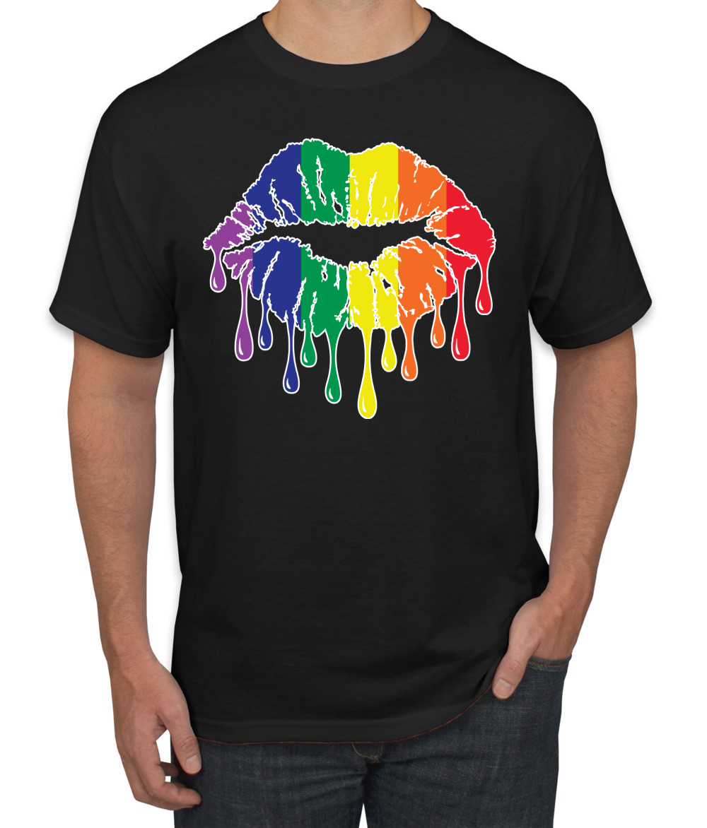 Maglietta grafica uomo Rainbow LGBTQ Gay Pride labbra gocciolanti LGBT Pride - Foto 3 di 26