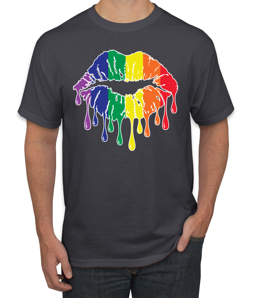 Maglietta grafica uomo Rainbow LGBTQ Gay Pride labbra gocciolanti LGBT Pride - Foto 4 di 26