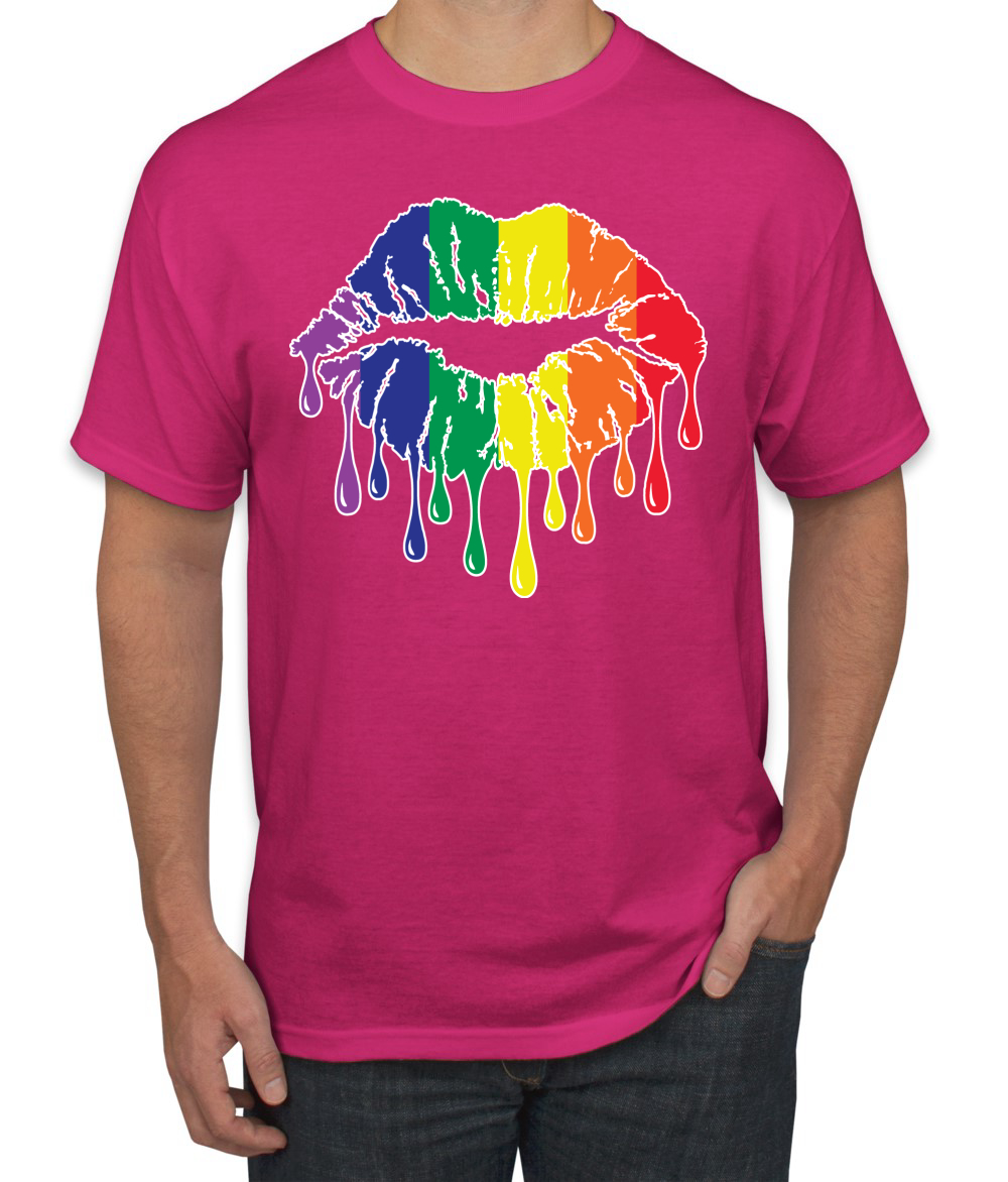 Maglietta grafica uomo Rainbow LGBTQ Gay Pride labbra gocciolanti LGBT Pride - Foto 6 di 26