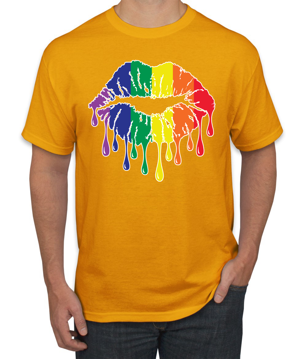 Maglietta grafica uomo Rainbow LGBTQ Gay Pride labbra gocciolanti LGBT Pride - Foto 7 di 26