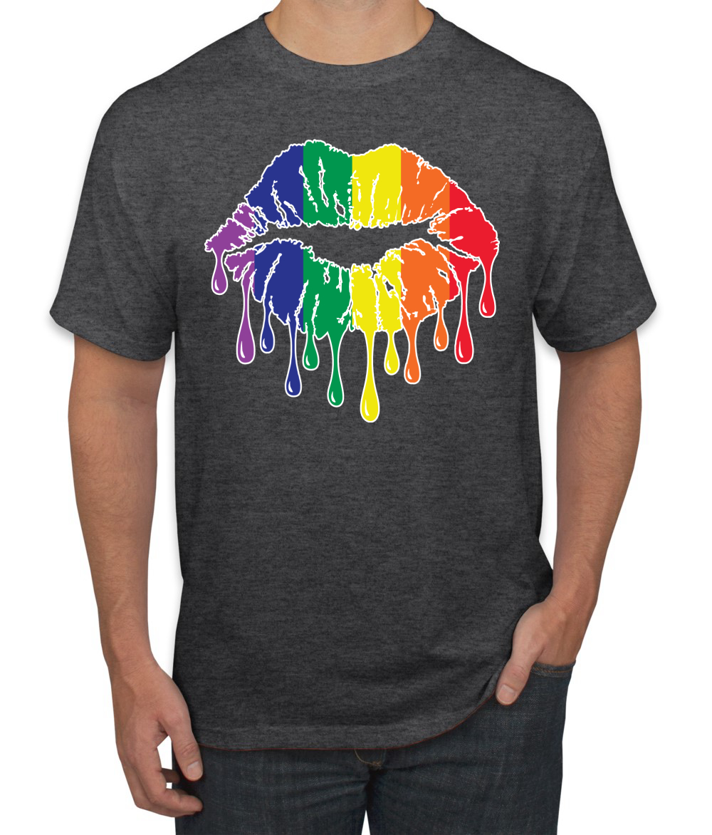 Maglietta grafica uomo Rainbow LGBTQ Gay Pride labbra gocciolanti LGBT Pride - Foto 8 di 26