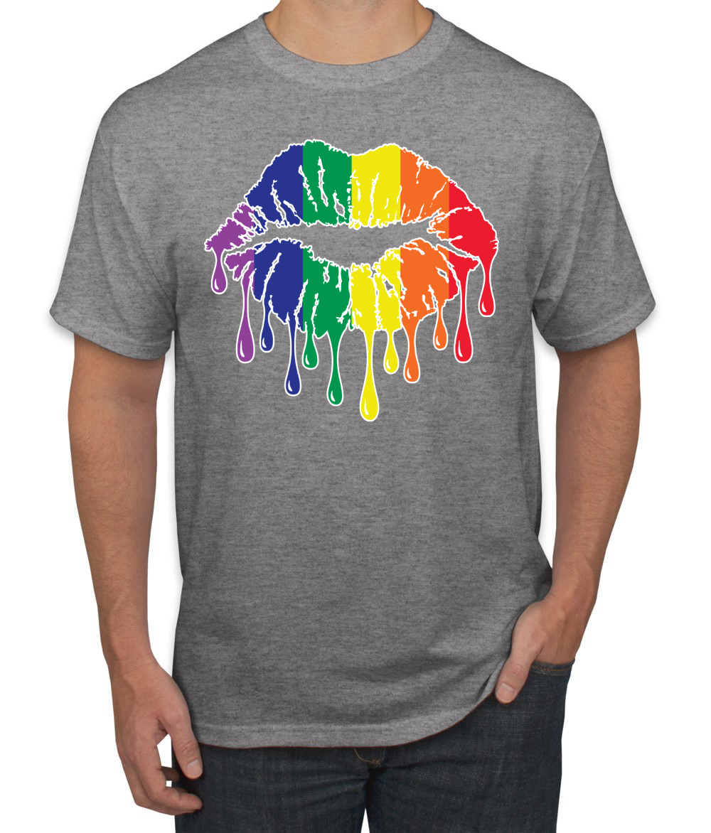 Maglietta grafica uomo Rainbow LGBTQ Gay Pride labbra gocciolanti LGBT Pride - Foto 9 di 26