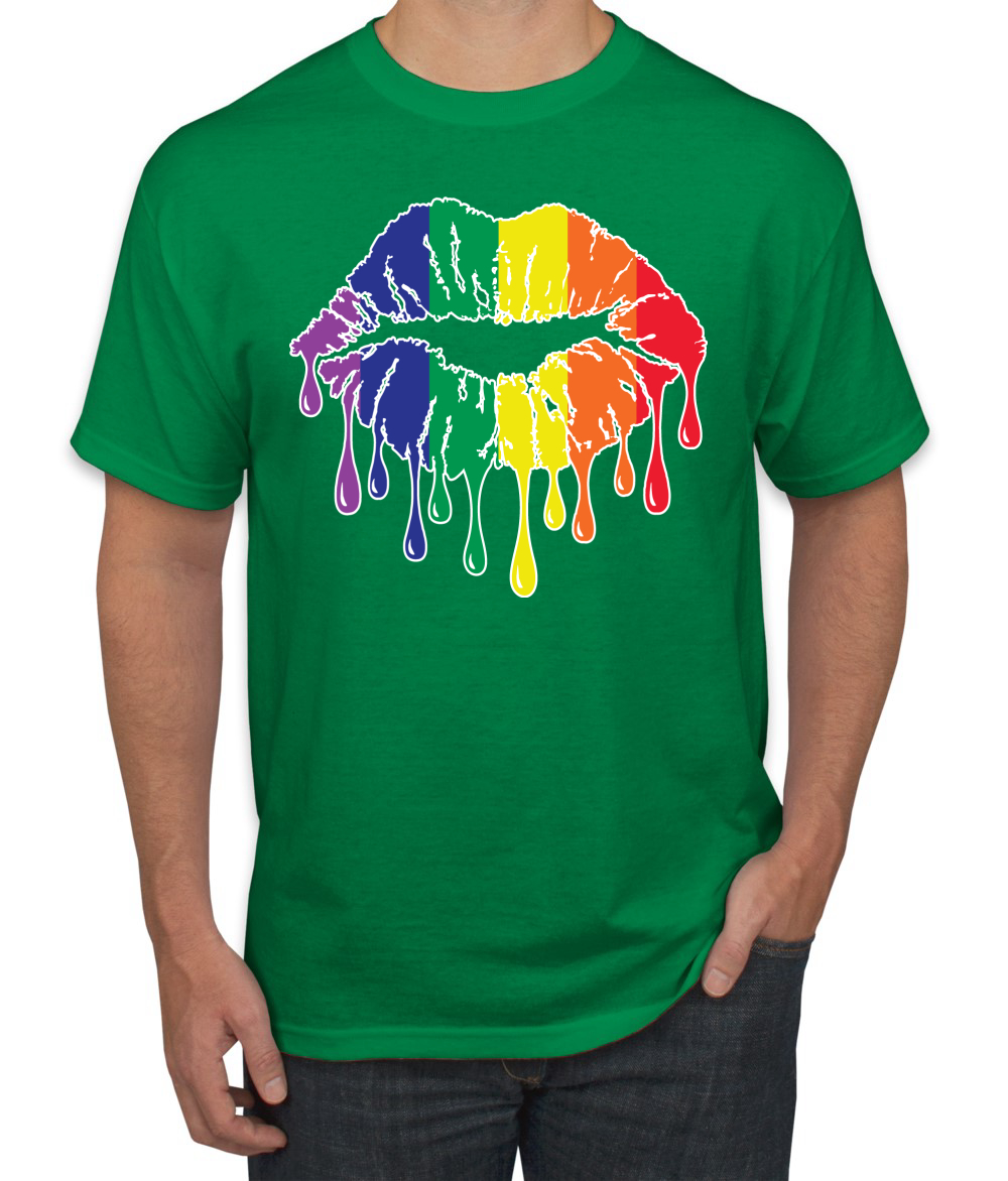 Maglietta grafica uomo Rainbow LGBTQ Gay Pride labbra gocciolanti LGBT Pride - Foto 10 di 26
