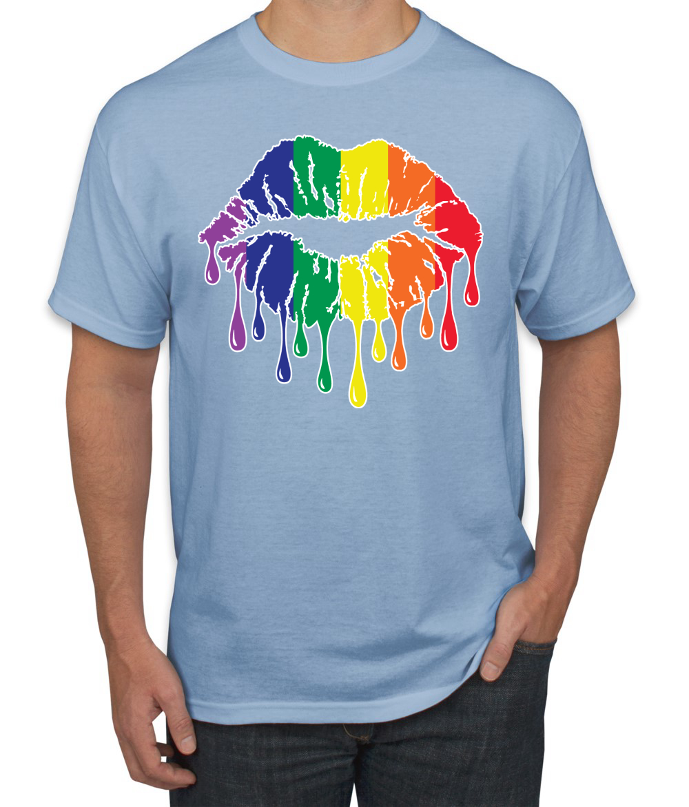 Maglietta grafica uomo Rainbow LGBTQ Gay Pride labbra gocciolanti LGBT Pride - Foto 11 di 26