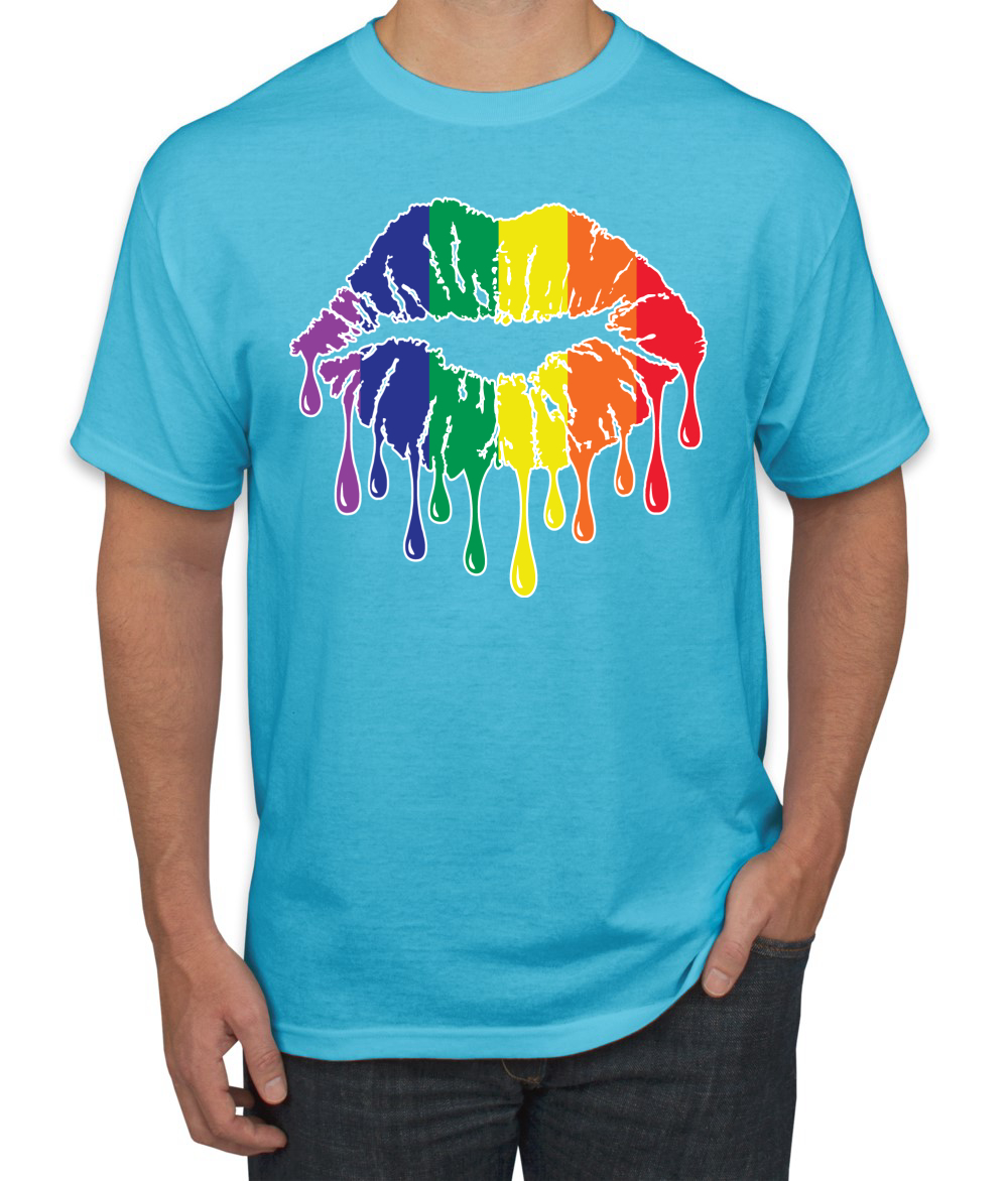 Maglietta grafica uomo Rainbow LGBTQ Gay Pride labbra gocciolanti LGBT Pride - Foto 13 di 26