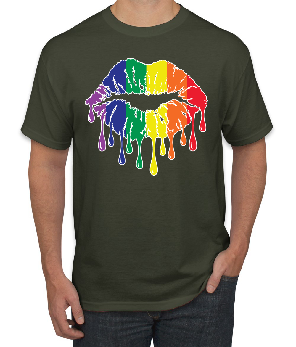 Maglietta grafica uomo Rainbow LGBTQ Gay Pride labbra gocciolanti LGBT Pride - Foto 15 di 26
