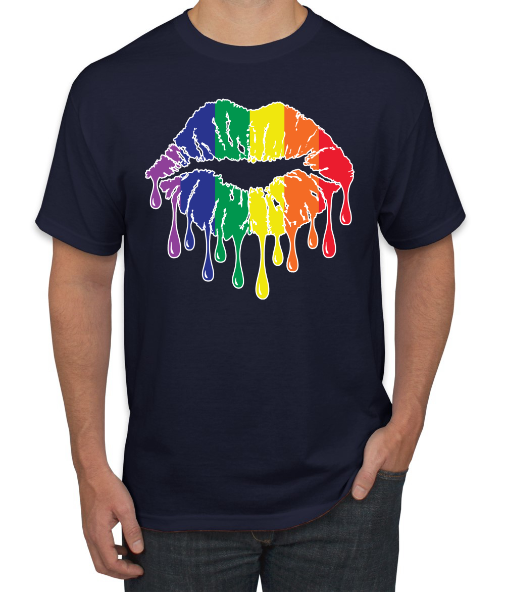 Maglietta grafica uomo Rainbow LGBTQ Gay Pride labbra gocciolanti LGBT Pride - Foto 16 di 26