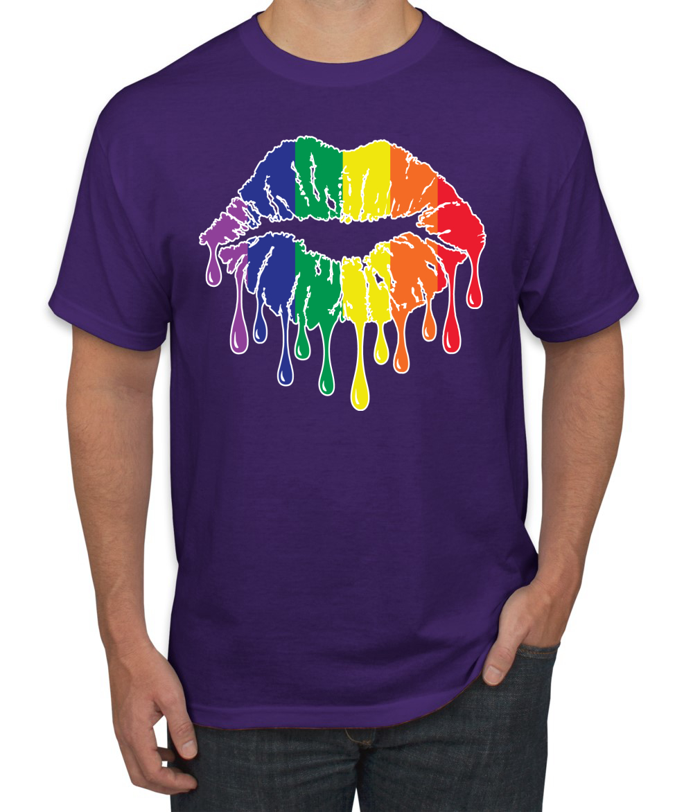 Maglietta grafica uomo Rainbow LGBTQ Gay Pride labbra gocciolanti LGBT Pride - Foto 19 di 26