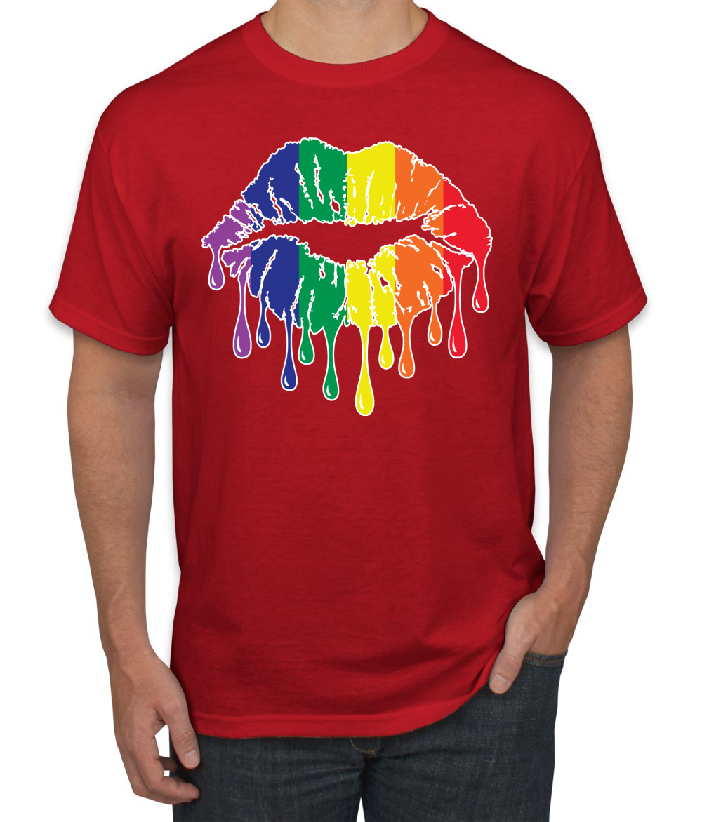 Maglietta grafica uomo Rainbow LGBTQ Gay Pride labbra gocciolanti LGBT Pride - Foto 20 di 26