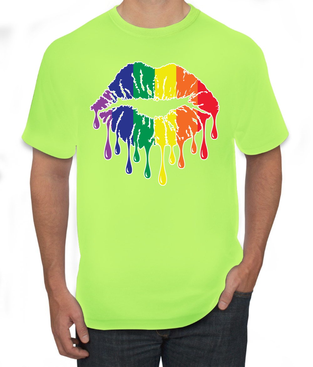 Maglietta grafica uomo Rainbow LGBTQ Gay Pride labbra gocciolanti LGBT Pride - Foto 22 di 26