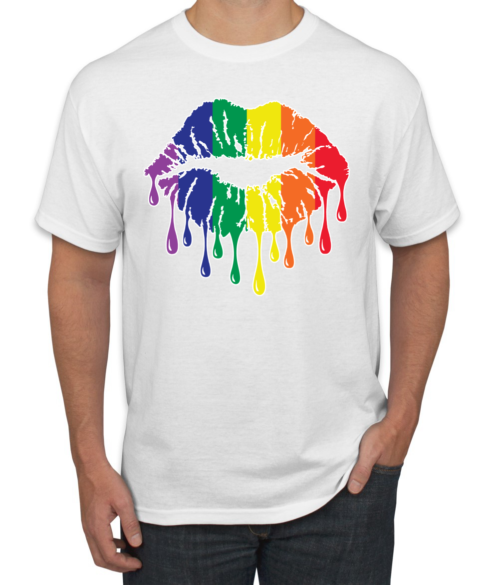 Maglietta grafica uomo Rainbow LGBTQ Gay Pride labbra gocciolanti LGBT Pride - Foto 26 di 26