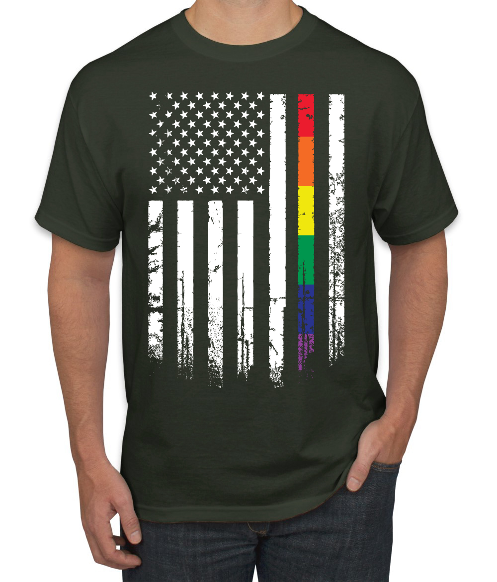 Camiseta gráfica para hombre LGBT del Orgullo Gay de EE. UU. arco iris bandera estadounidense - Imagen 5 de 25