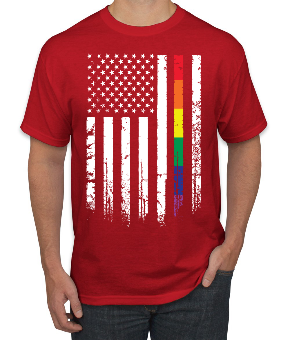 Camiseta gráfica para hombre LGBT del Orgullo Gay de EE. UU. arco iris bandera estadounidense - Imagen 20 de 25