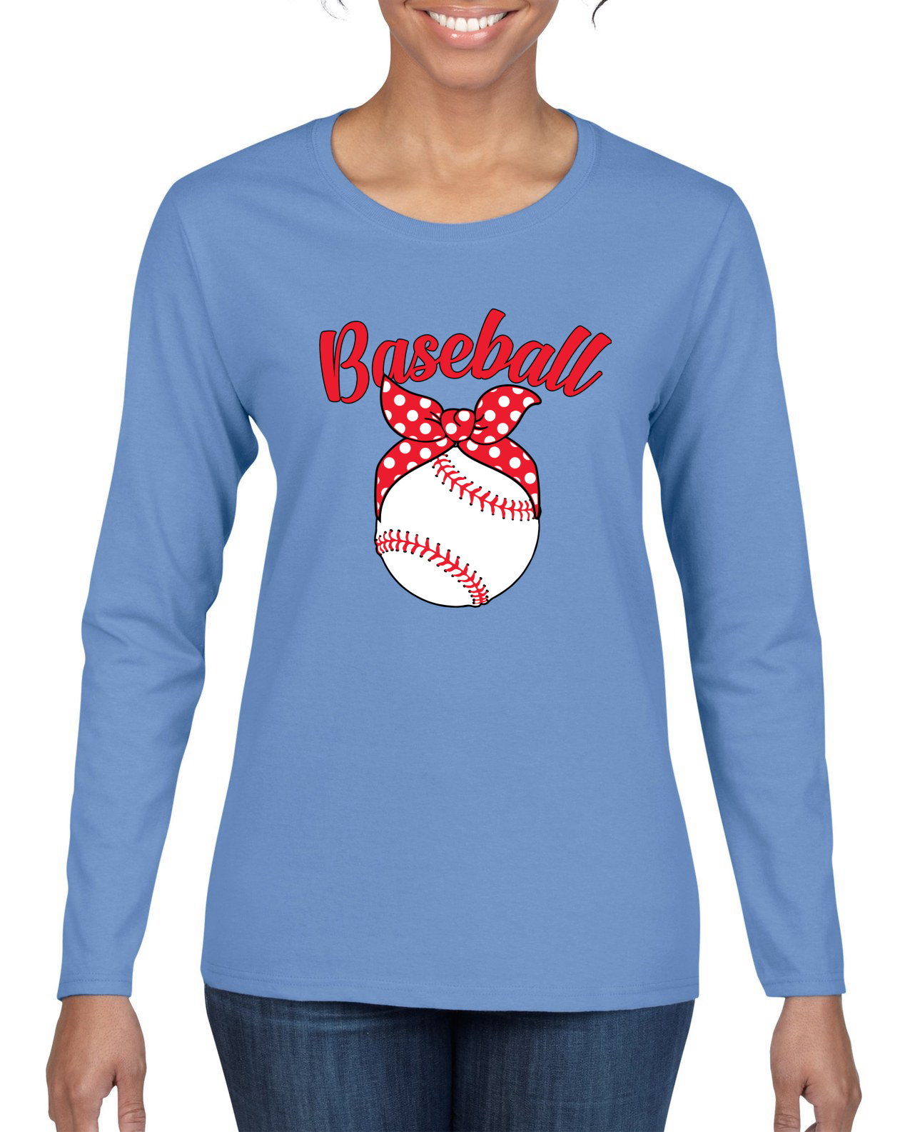 Cute Baseball Mom Ribbon Gift Women Long Sleeve Shirt