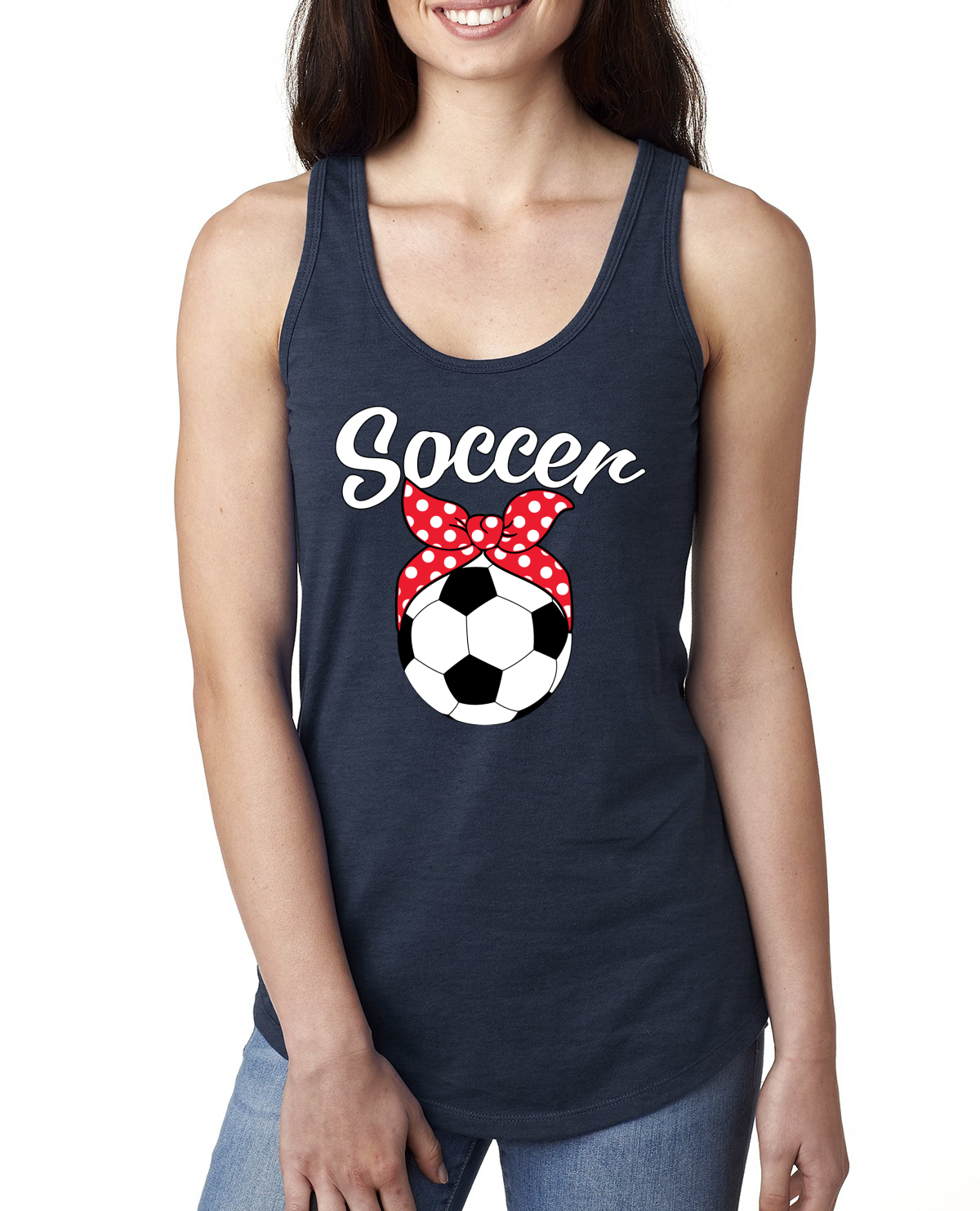 Linda cinta de fútbol mamá pelota de fútbol regalo deportes damas corredor camiseta sin mangas - Imagen 5 de 10