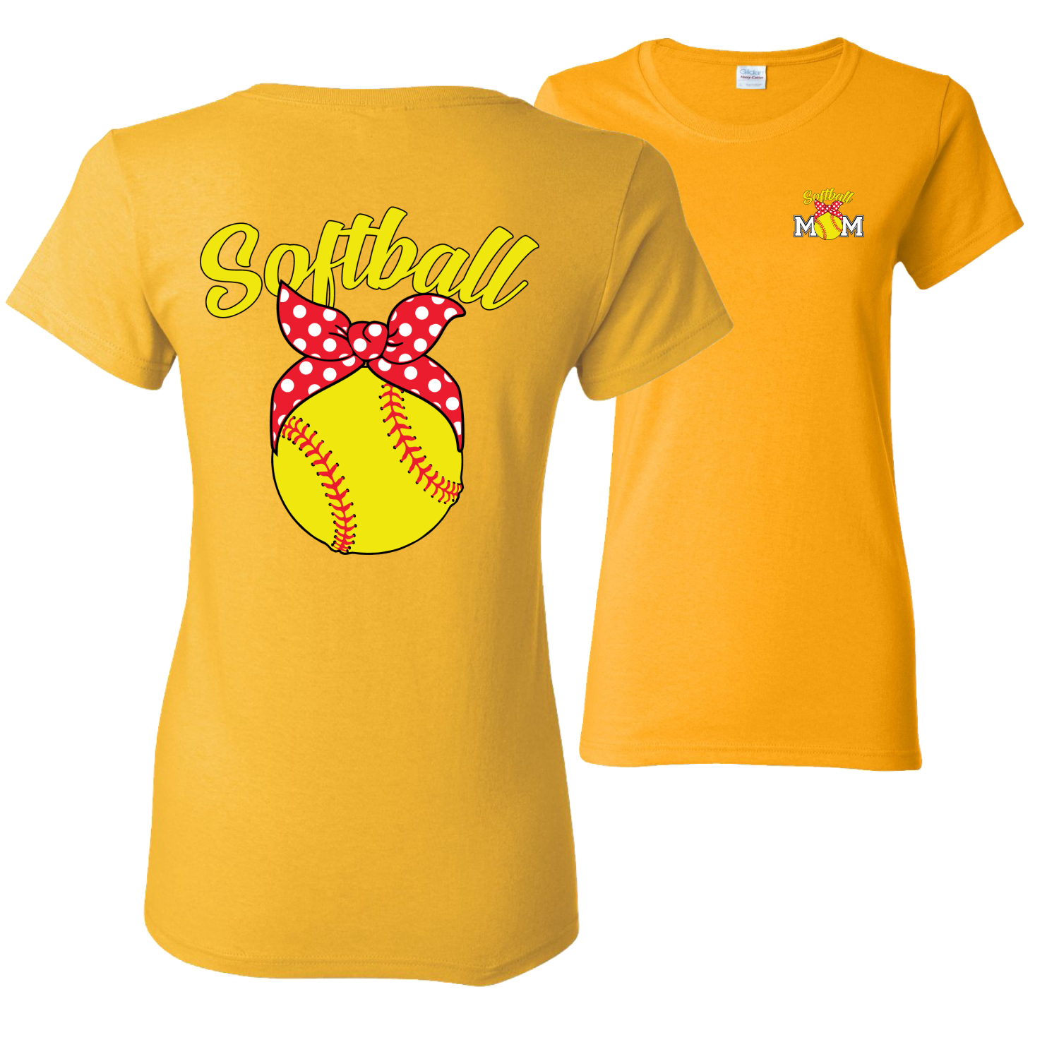 Cute Ribbon Bow Softball Mom Gift Mothers Day Women Graphic Shirt - Picture 7 of 17