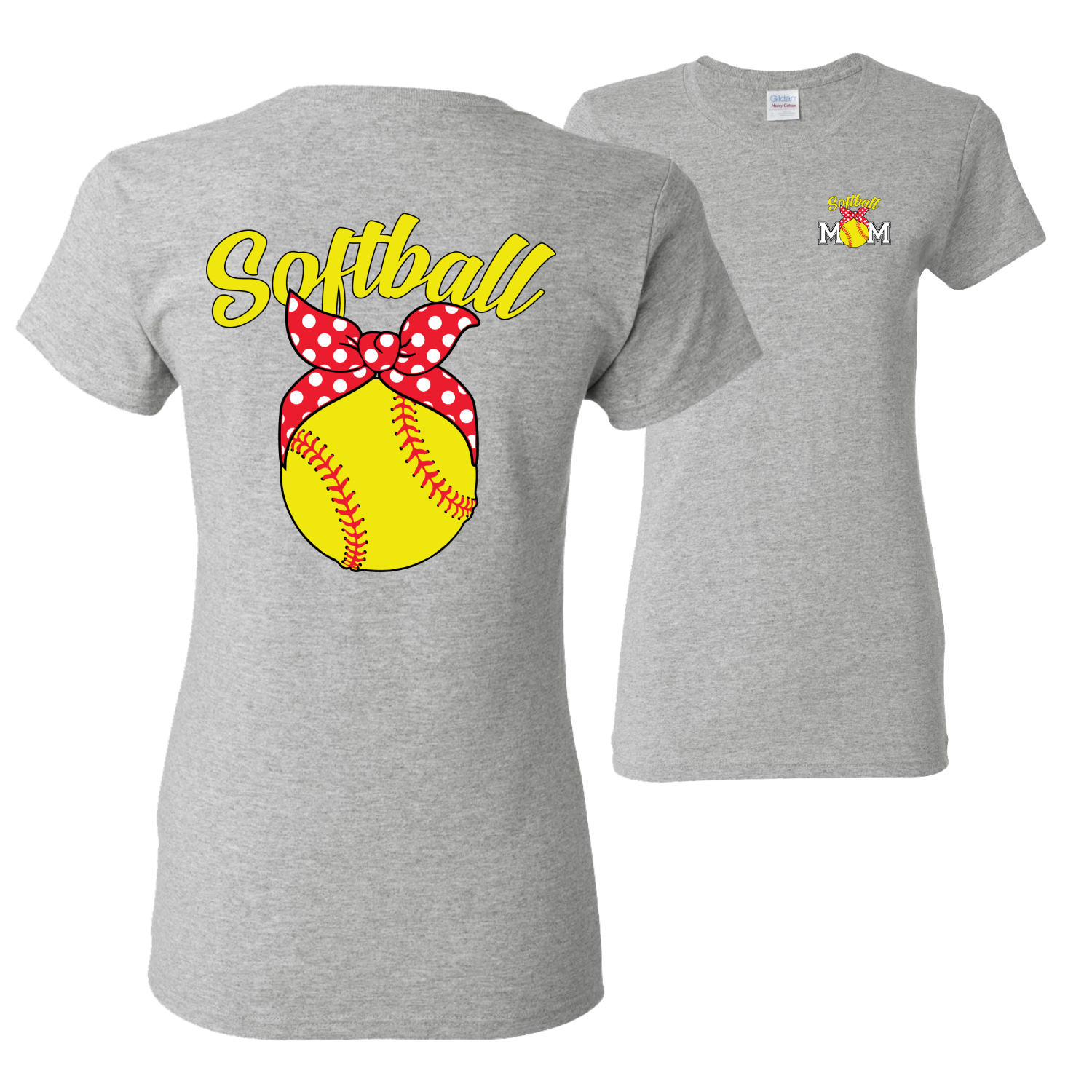Cute Ribbon Bow Softball Mom Gift Mothers Day Women Graphic Shirt - Picture 8 of 17