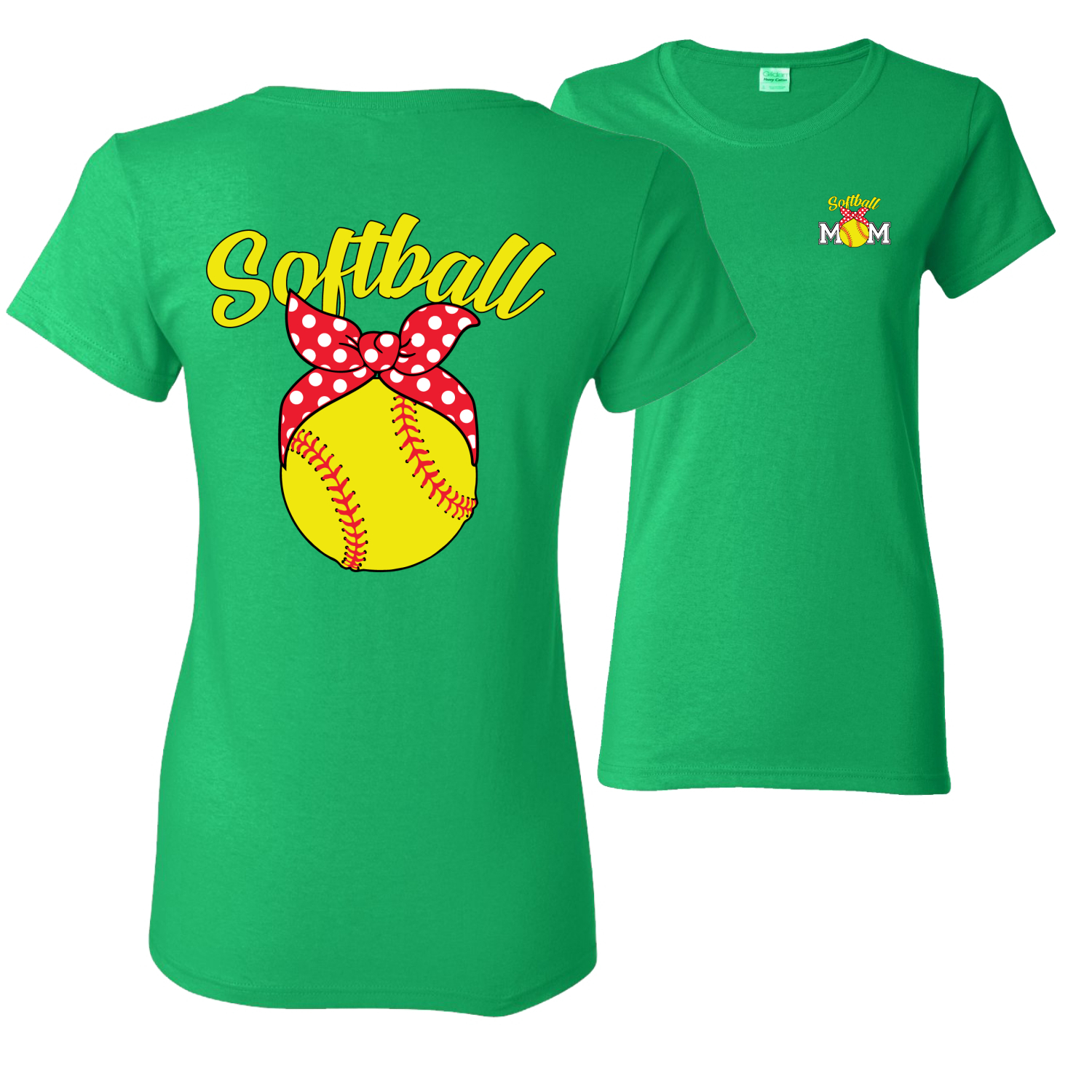 Cute Ribbon Bow Softball Mom Gift Mothers Day Women Graphic Shirt - Picture 9 of 17
