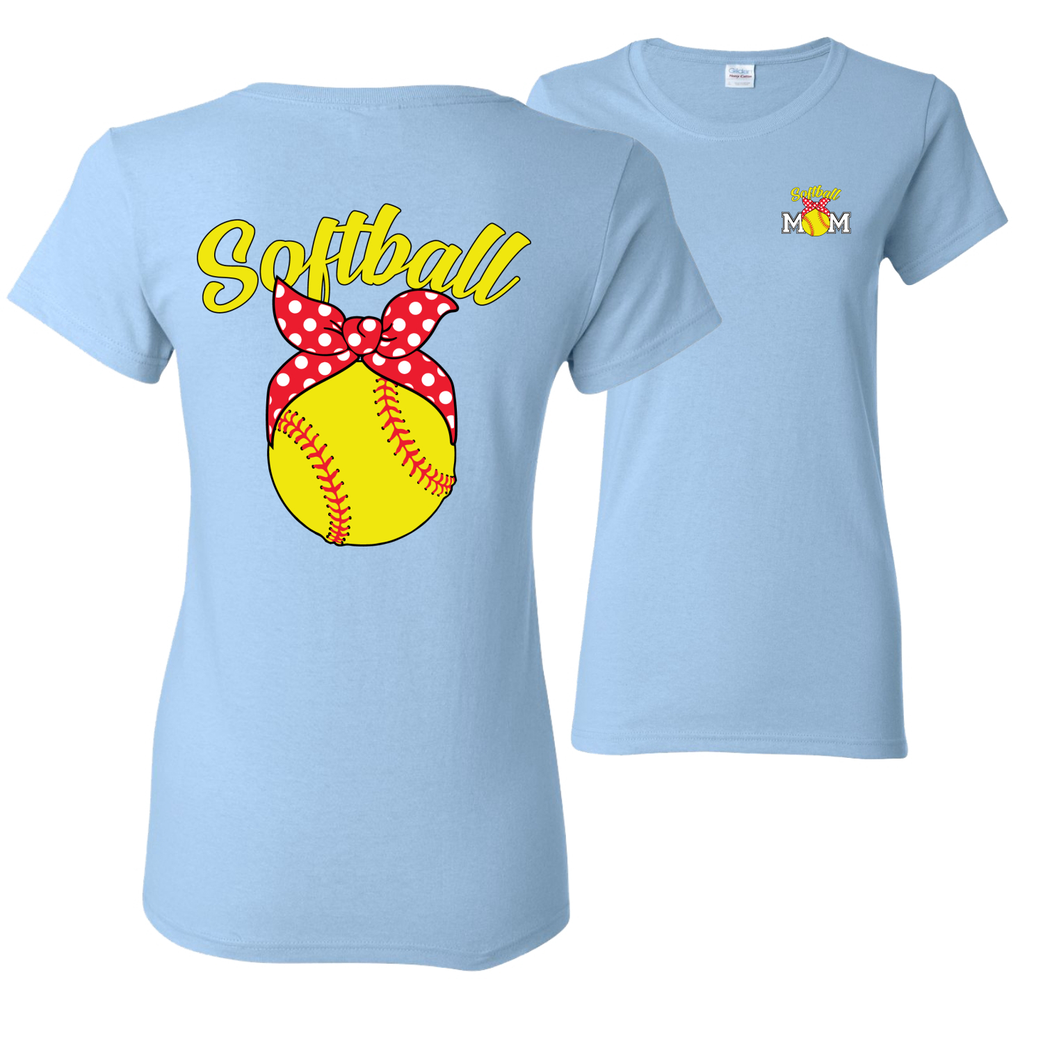 Cute Ribbon Bow Softball Mom Gift Mothers Day Women Graphic Shirt - Picture 10 of 17