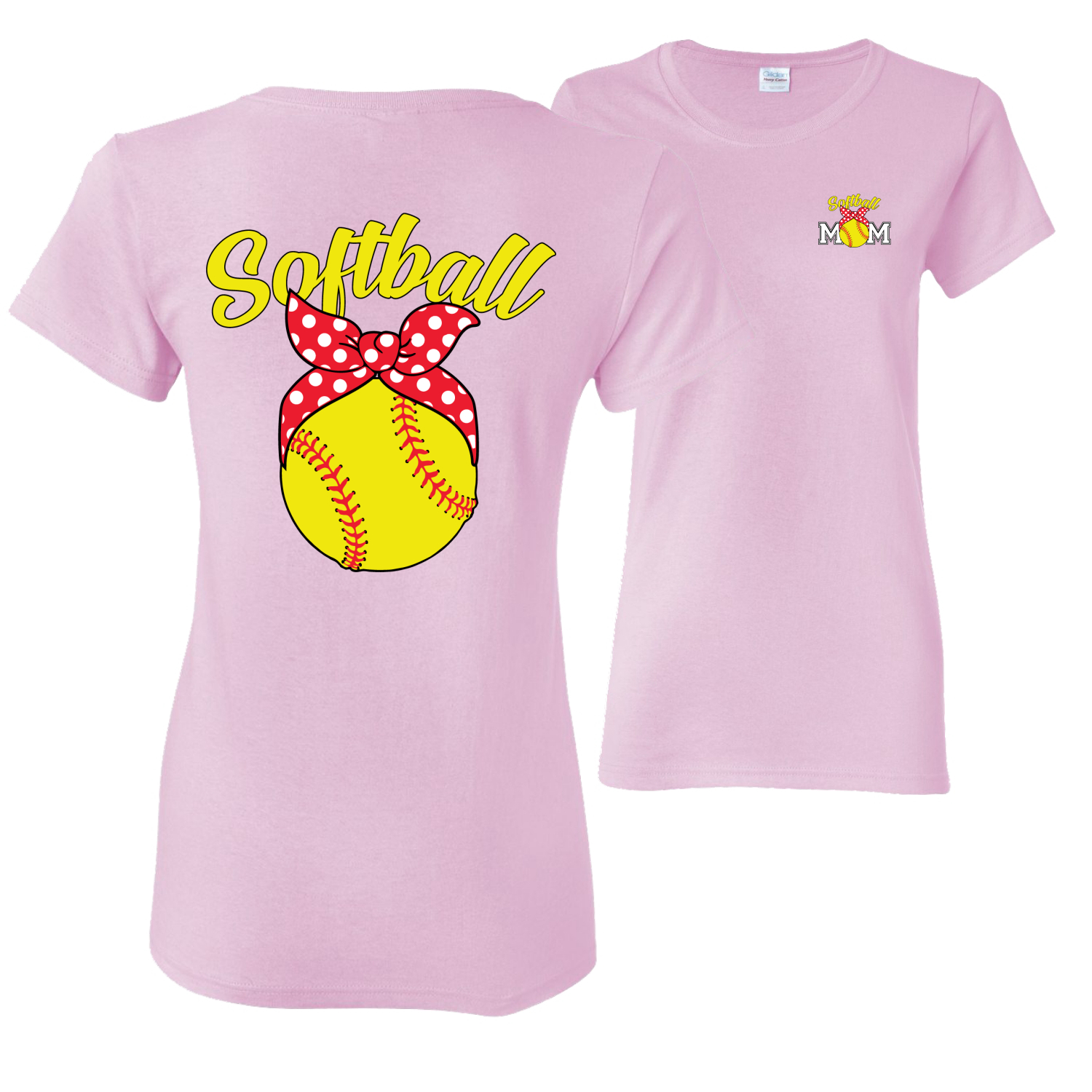 Cute Ribbon Bow Softball Mom Gift Mothers Day Women Graphic Shirt - Picture 11 of 17