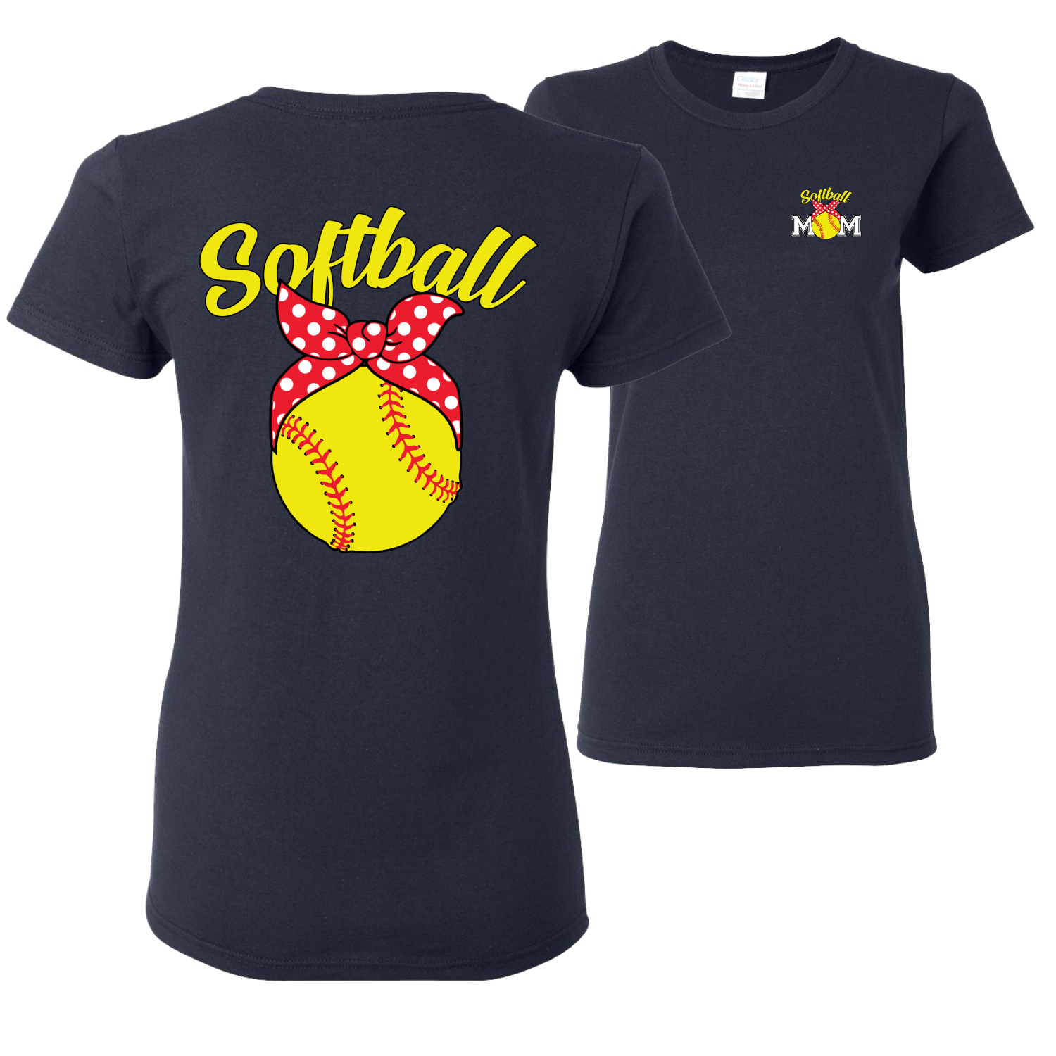 Cute Ribbon Bow Softball Mom Gift Mothers Day Women Graphic Shirt - Picture 13 of 17