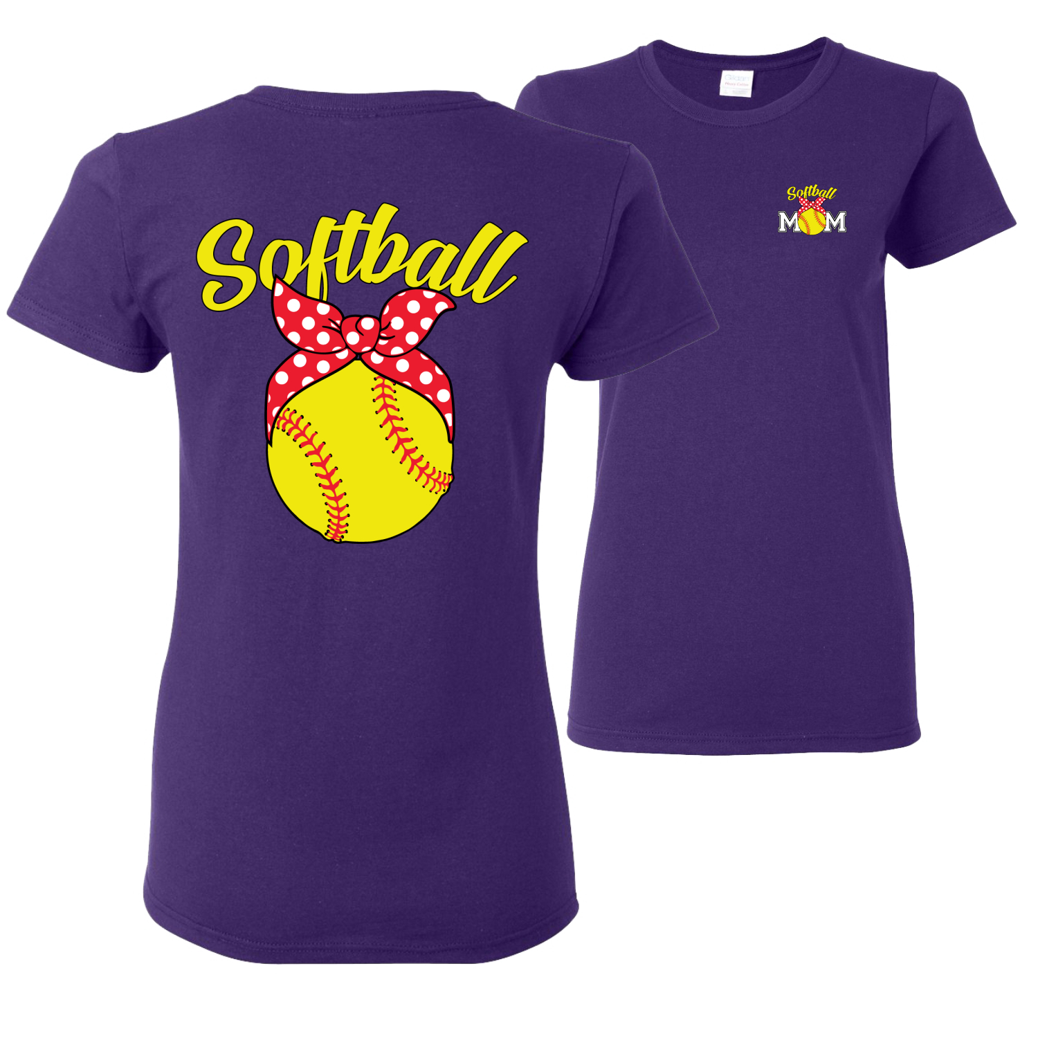Cute Ribbon Bow Softball Mom Gift Mothers Day Women Graphic Shirt - Picture 15 of 17