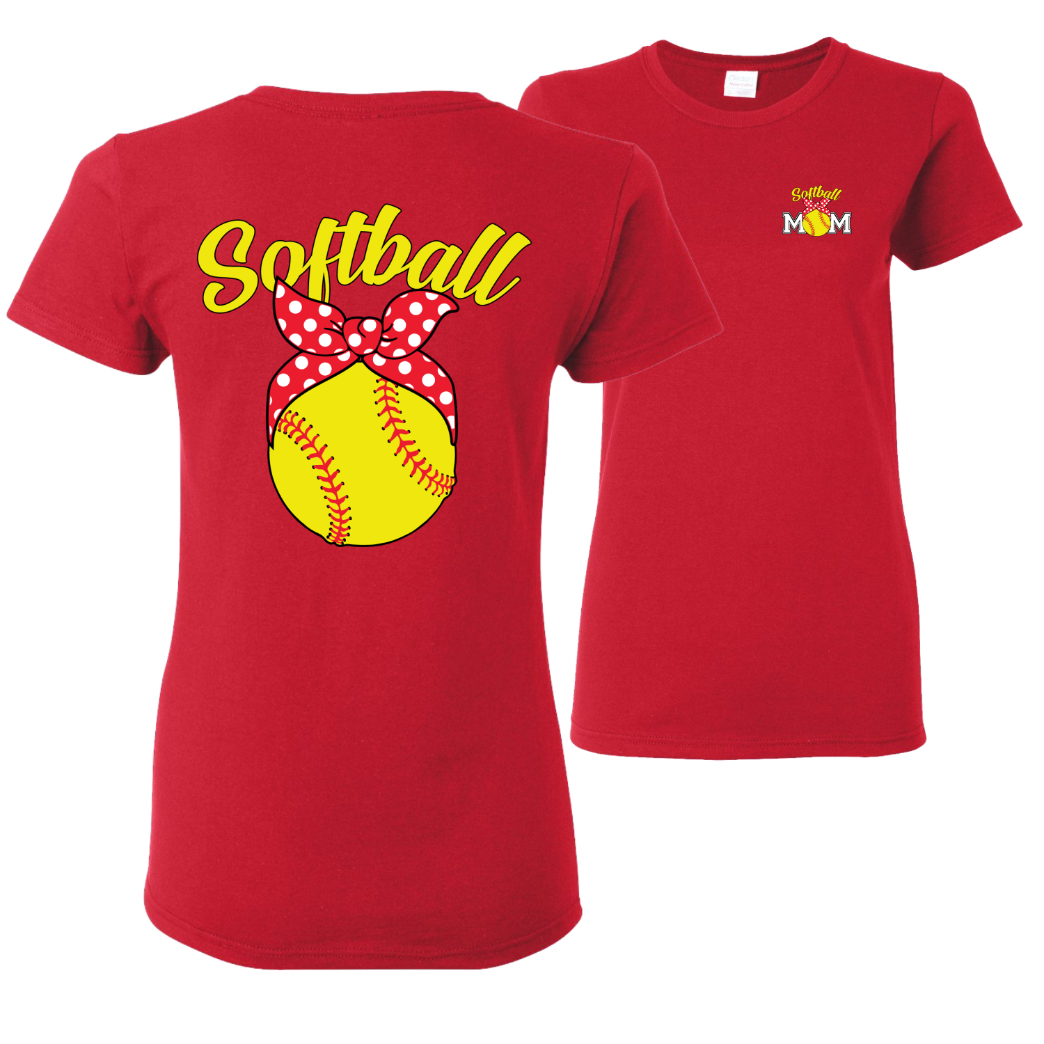 Cute Ribbon Bow Softball Mom Gift Mothers Day Women Graphic Shirt - Picture 16 of 17