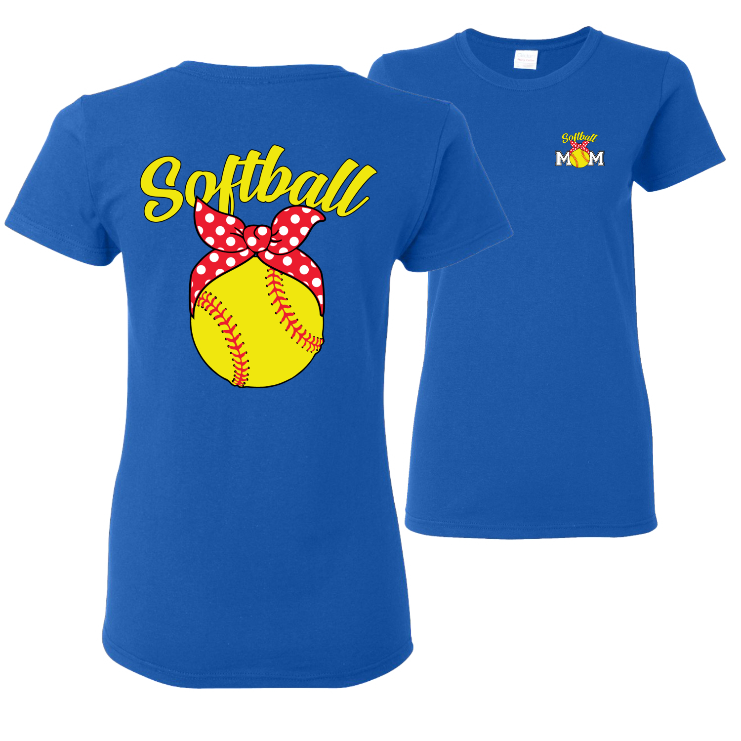 Cute Ribbon Bow Softball Mom Gift Mothers Day Women Graphic Shirt - Picture 17 of 17