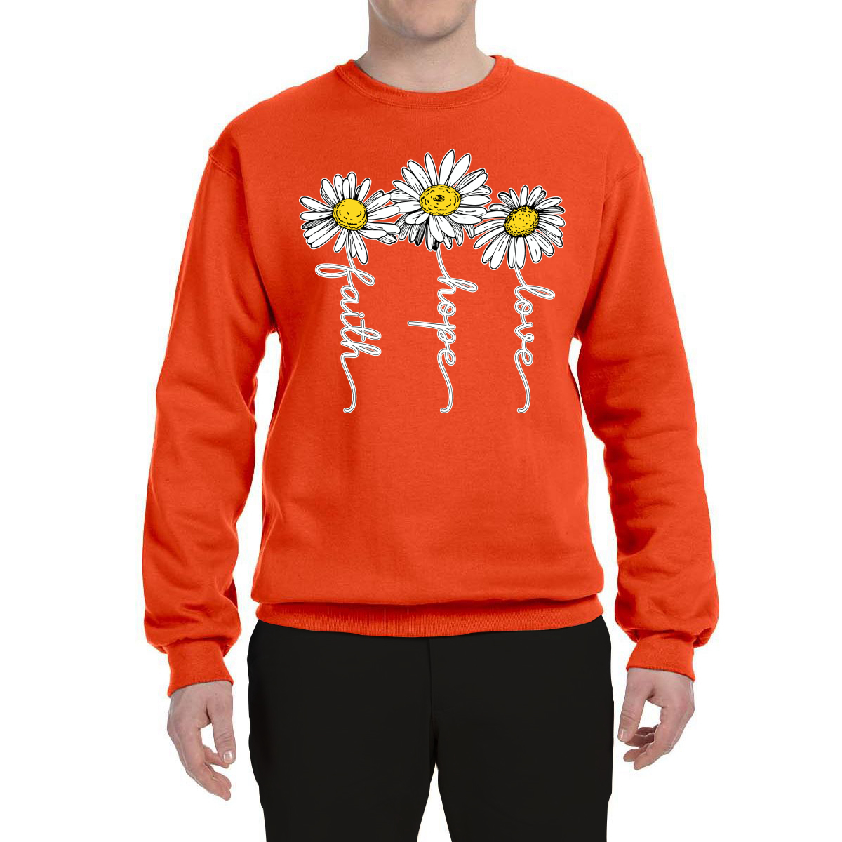 Faith Hope Love Daisy Flower Christian God Religious Inspirational Sweatshirt - Picture 14 of 21