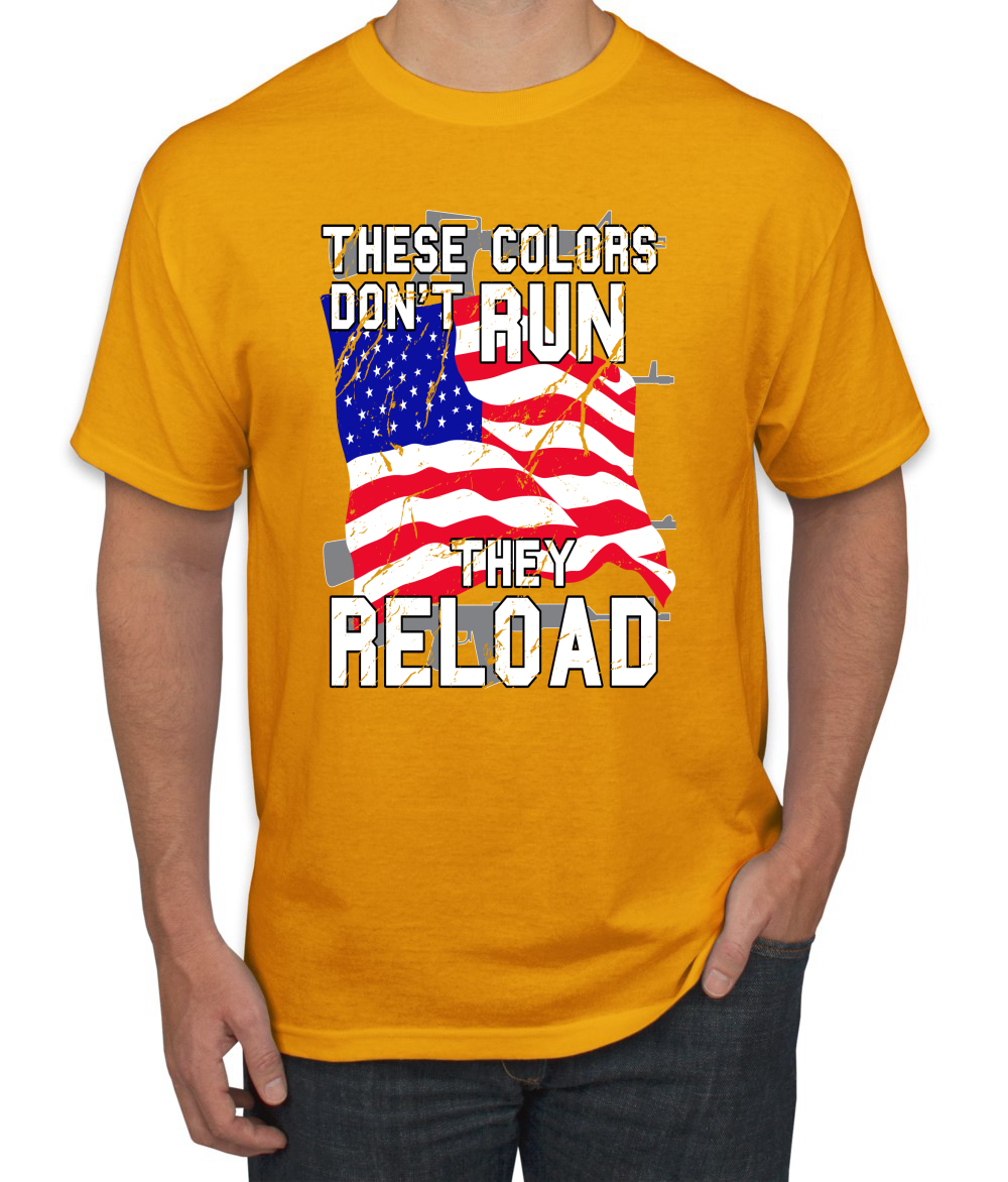 Estos Colores No Corren Recargan Bandera de EE. UU. Patriótico Orgullo Americano Hombres Camiseta - Imagen 6 de 20