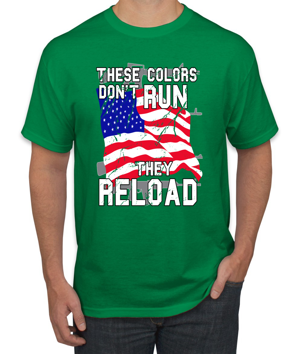 Estos Colores No Corren Recargan Bandera de EE. UU. Patriótico Orgullo Americano Hombres Camiseta - Imagen 9 de 20