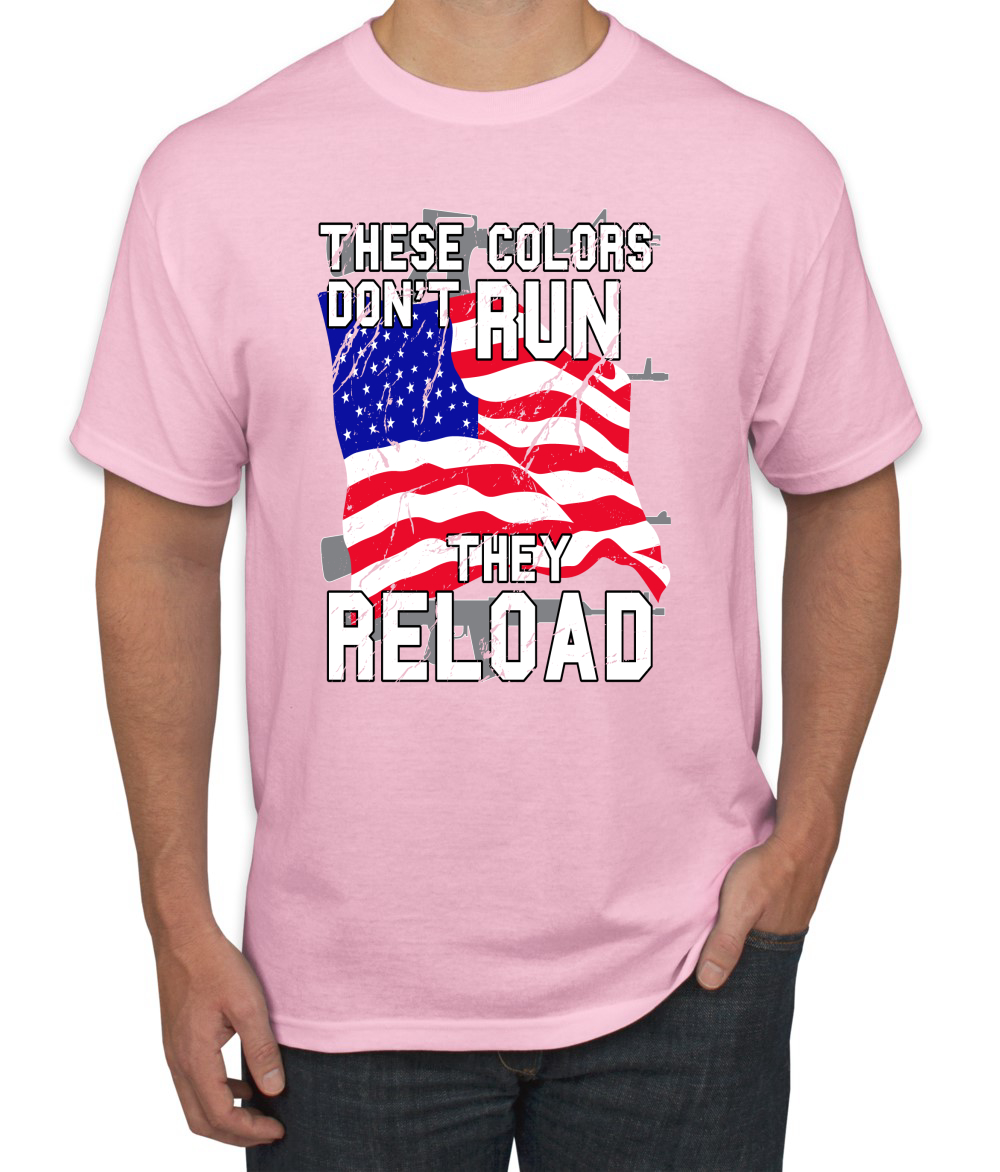 Estos Colores No Corren Recargan Bandera de EE. UU. Patriótico Orgullo Americano Hombres Camiseta - Imagen 11 de 20