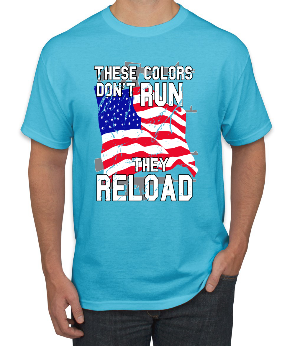 Estos Colores No Corren Recargan Bandera de EE. UU. Patriótico Orgullo Americano Hombres Camiseta - Imagen 12 de 20