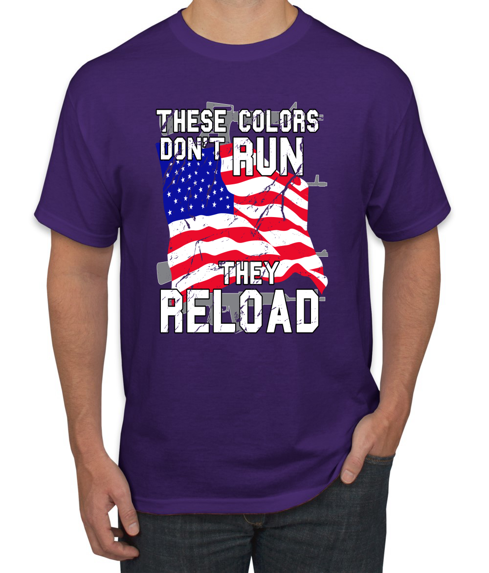 Estos Colores No Corren Recargan Bandera de EE. UU. Patriótico Orgullo Americano Hombres Camiseta - Imagen 17 de 20