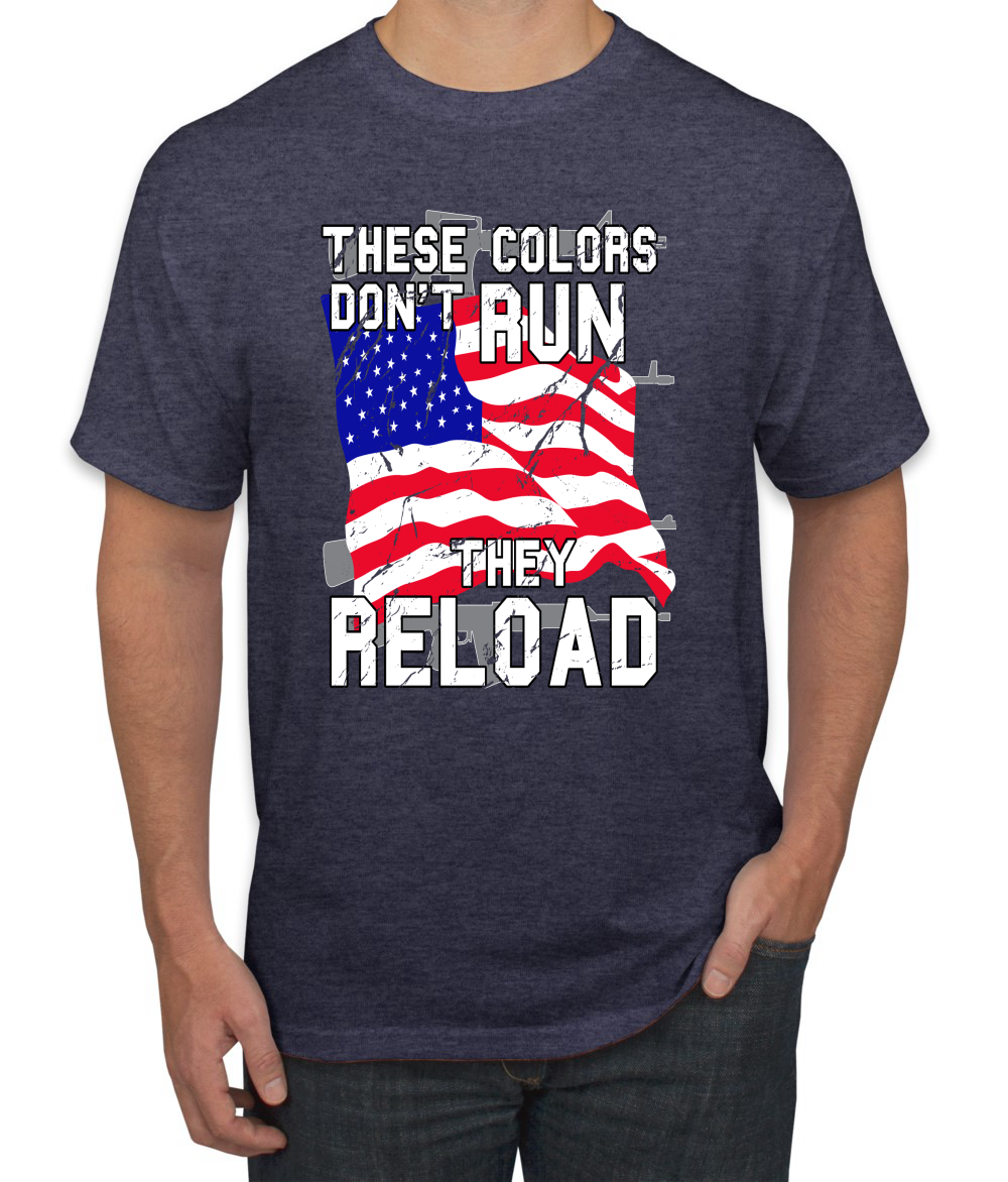 Estos Colores No Corren Recargan Bandera de EE. UU. Patriótico Orgullo Americano Hombres Camiseta - Imagen 19 de 20