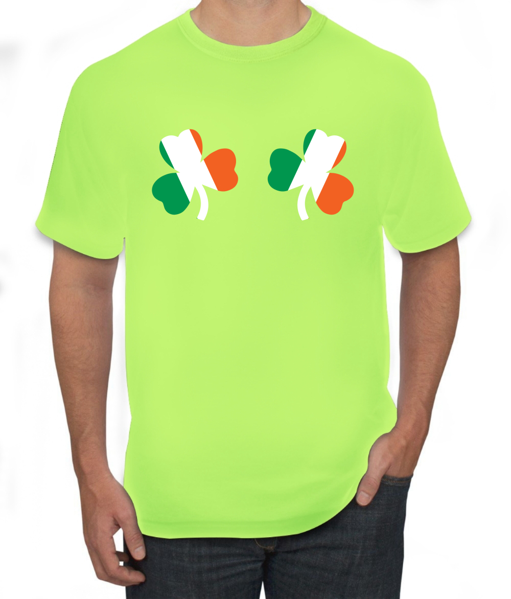 Irish Flag Shamrocks Breasts St. Patricks Day Men T-Shirt - Picture 21 of 26
