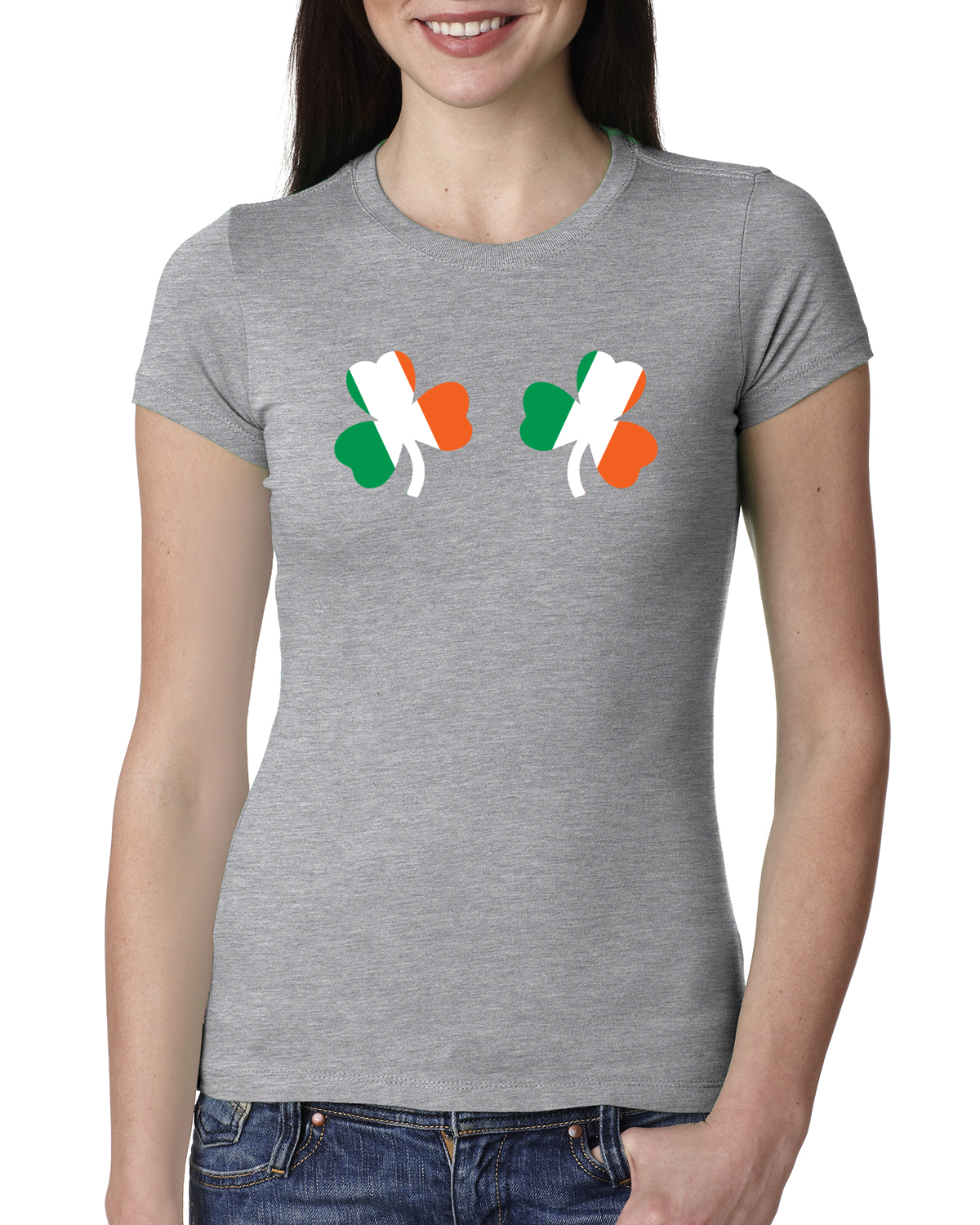 Camiseta Junior Bandera Irlandesa Tréboles Pechos San Patricio Día Mujeres Calce Ajustado - Imagen 4 de 12