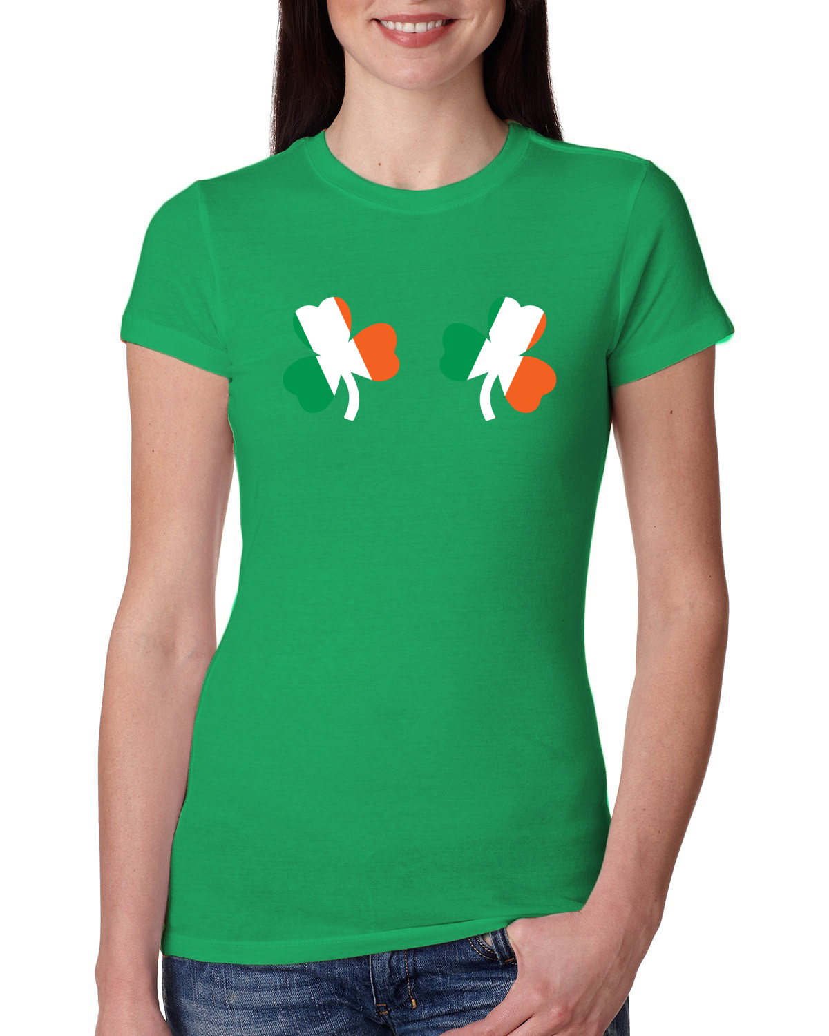 Camiseta Junior Bandera Irlandesa Tréboles Pechos San Patricio Día Mujeres Calce Ajustado - Imagen 5 de 12