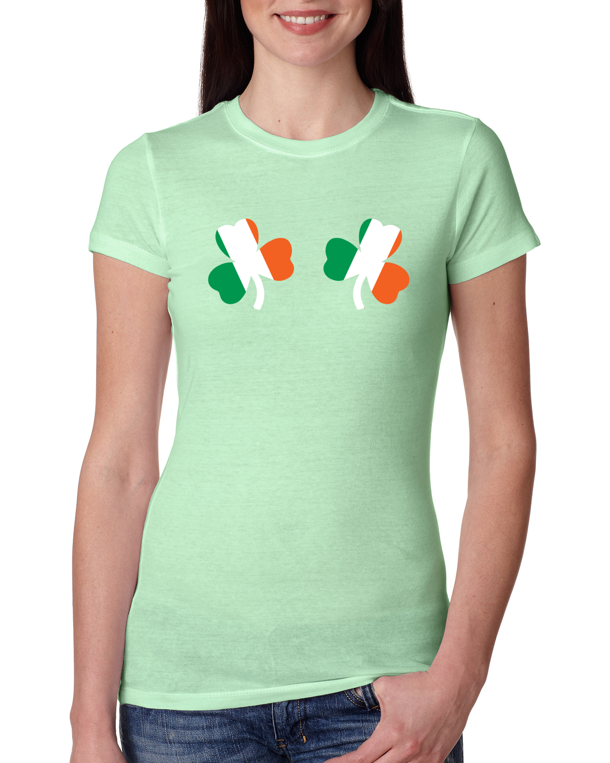 Camiseta Junior Bandera Irlandesa Tréboles Pechos San Patricio Día Mujeres Calce Ajustado - Imagen 11 de 12