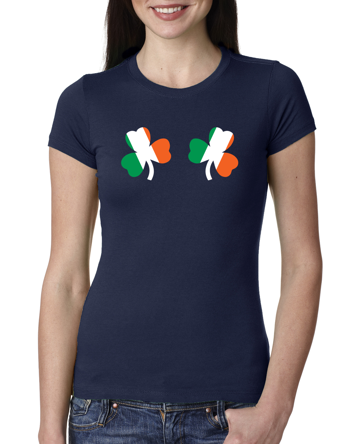 Camiseta Junior Bandera Irlandesa Tréboles Pechos San Patricio Día Mujeres Calce Ajustado - Imagen 6 de 12