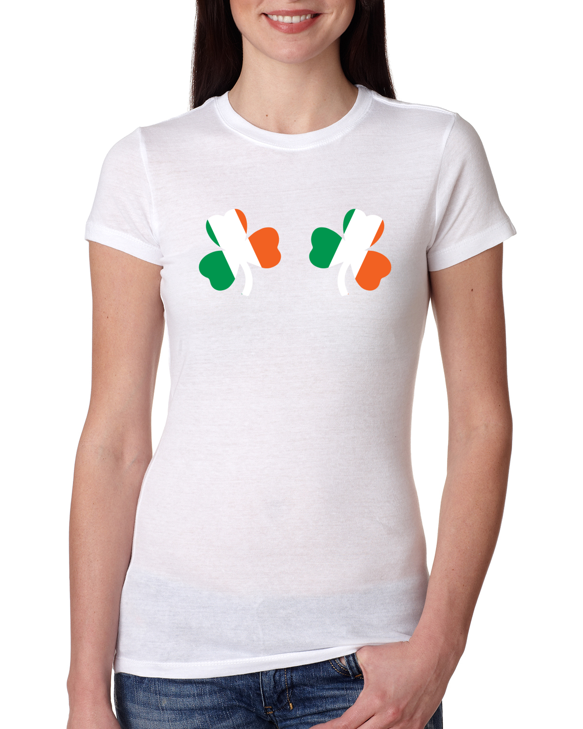 Camiseta Junior Bandera Irlandesa Tréboles Pechos San Patricio Día Mujeres Calce Ajustado - Imagen 9 de 12