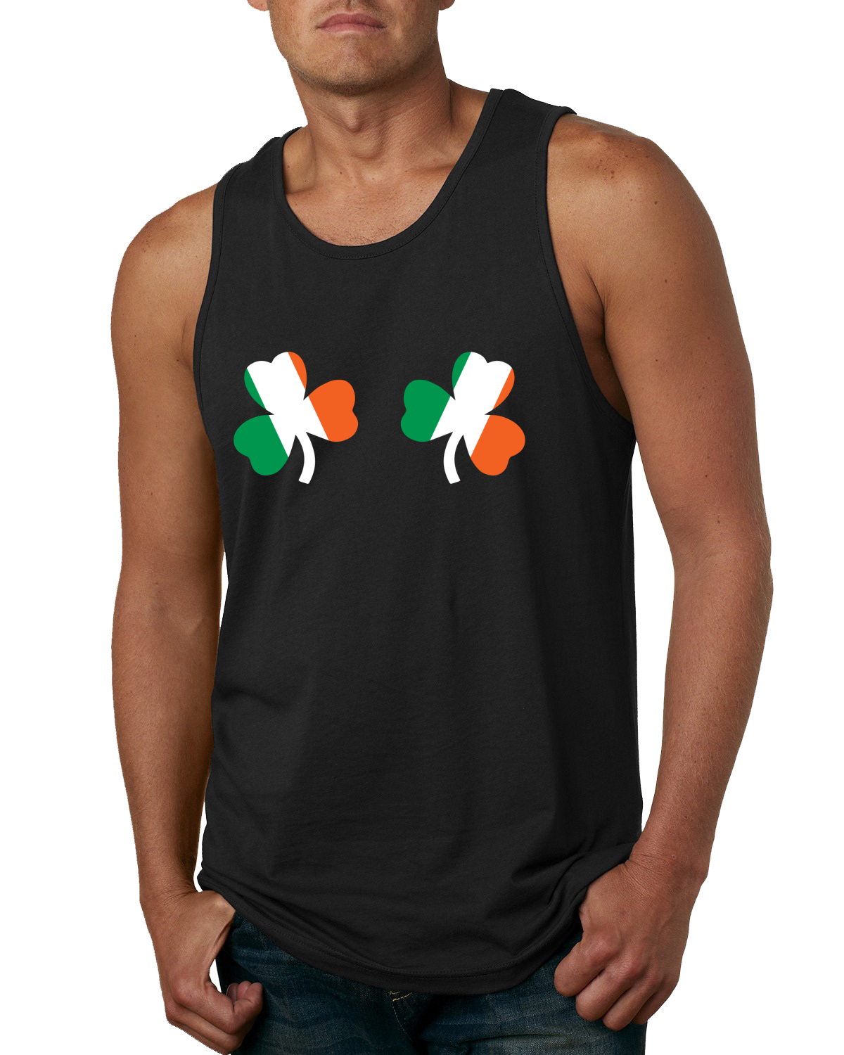 Camiseta sin mangas con bandera irlandesa tréboles pechos día de San Patricio para hombre - Imagen 3 de 9