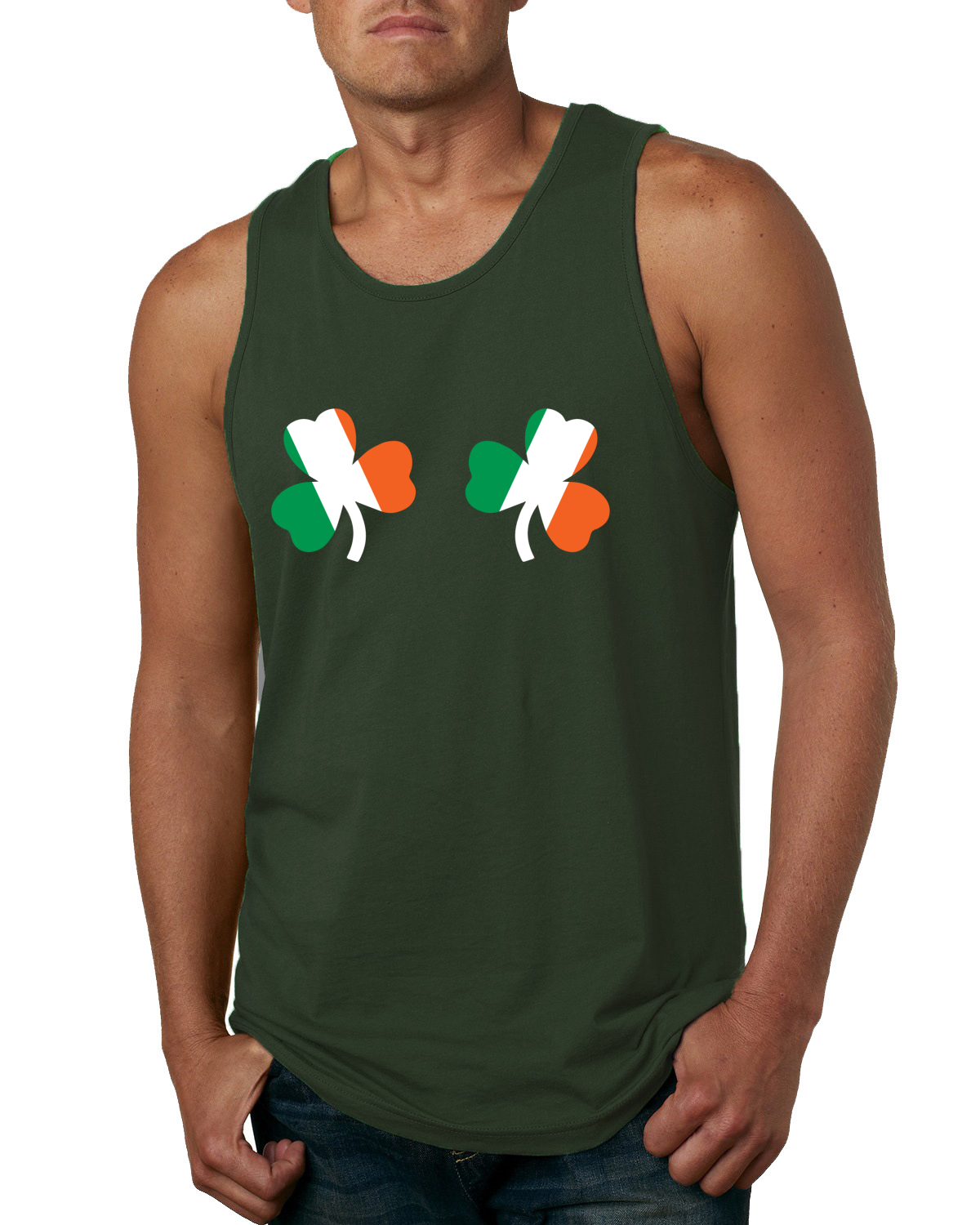 Camiseta sin mangas con bandera irlandesa tréboles pechos día de San Patricio para hombre - Imagen 4 de 9