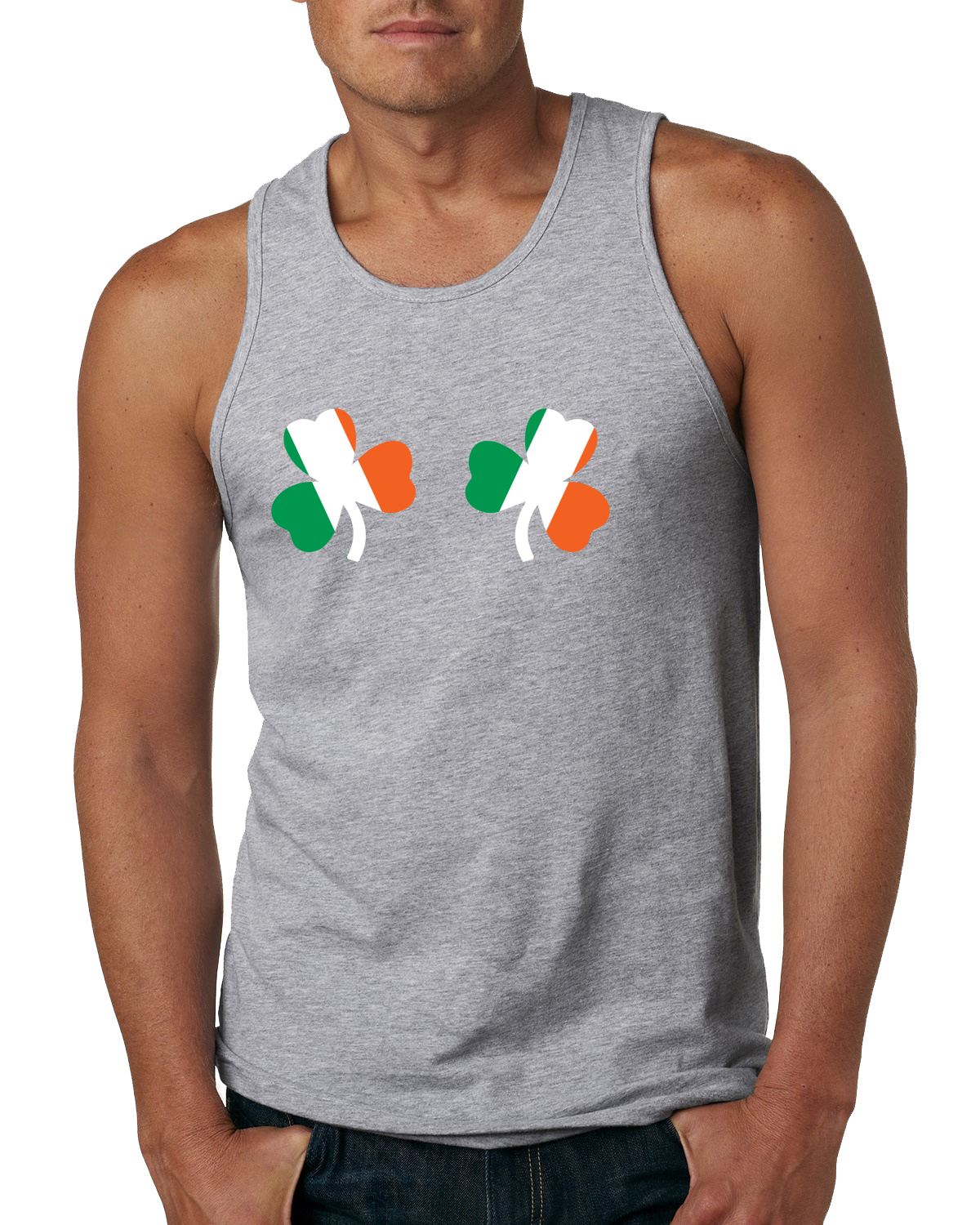 Camiseta sin mangas con bandera irlandesa tréboles pechos día de San Patricio para hombre - Imagen 5 de 9