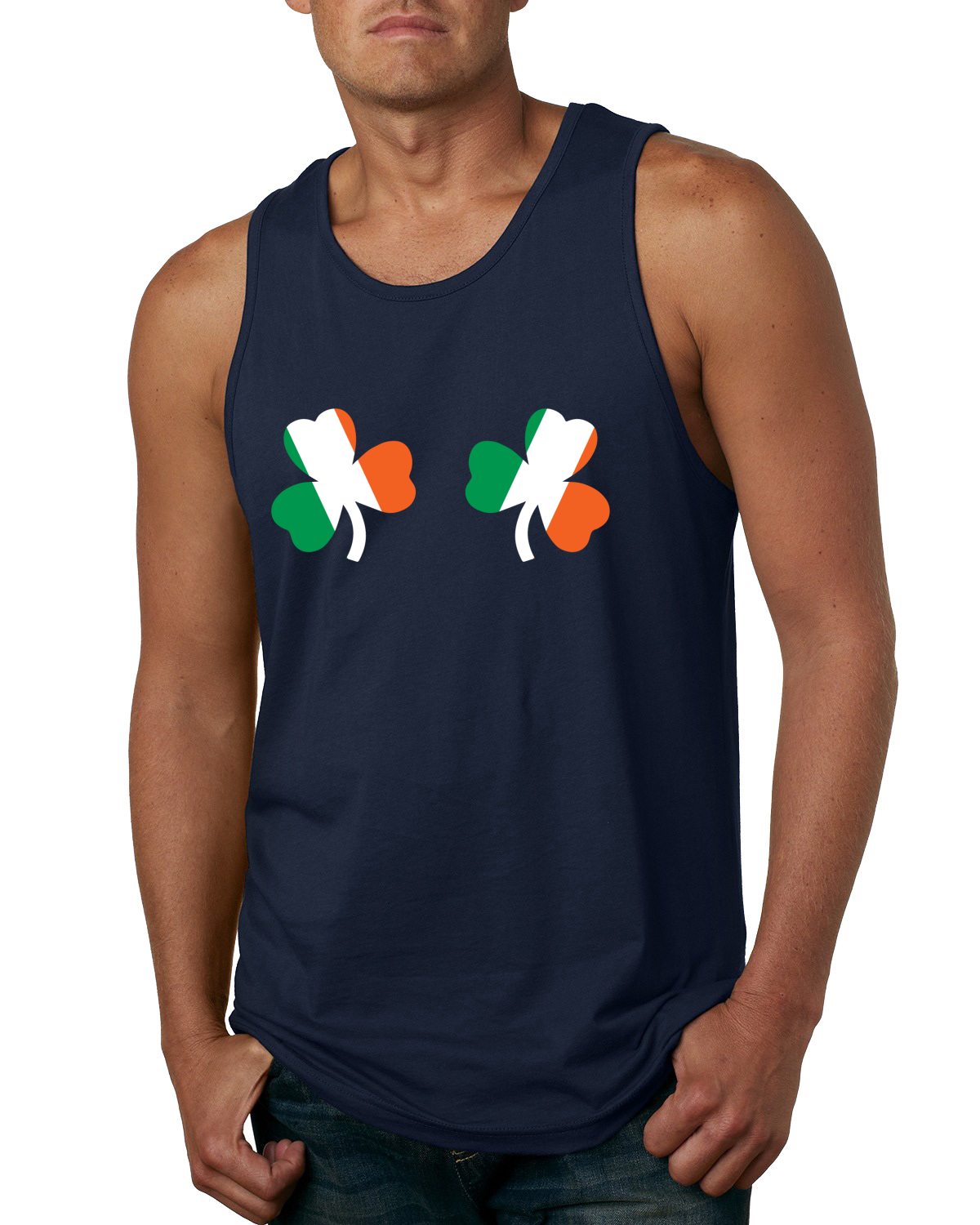 Camiseta sin mangas con bandera irlandesa tréboles pechos día de San Patricio para hombre - Imagen 6 de 9