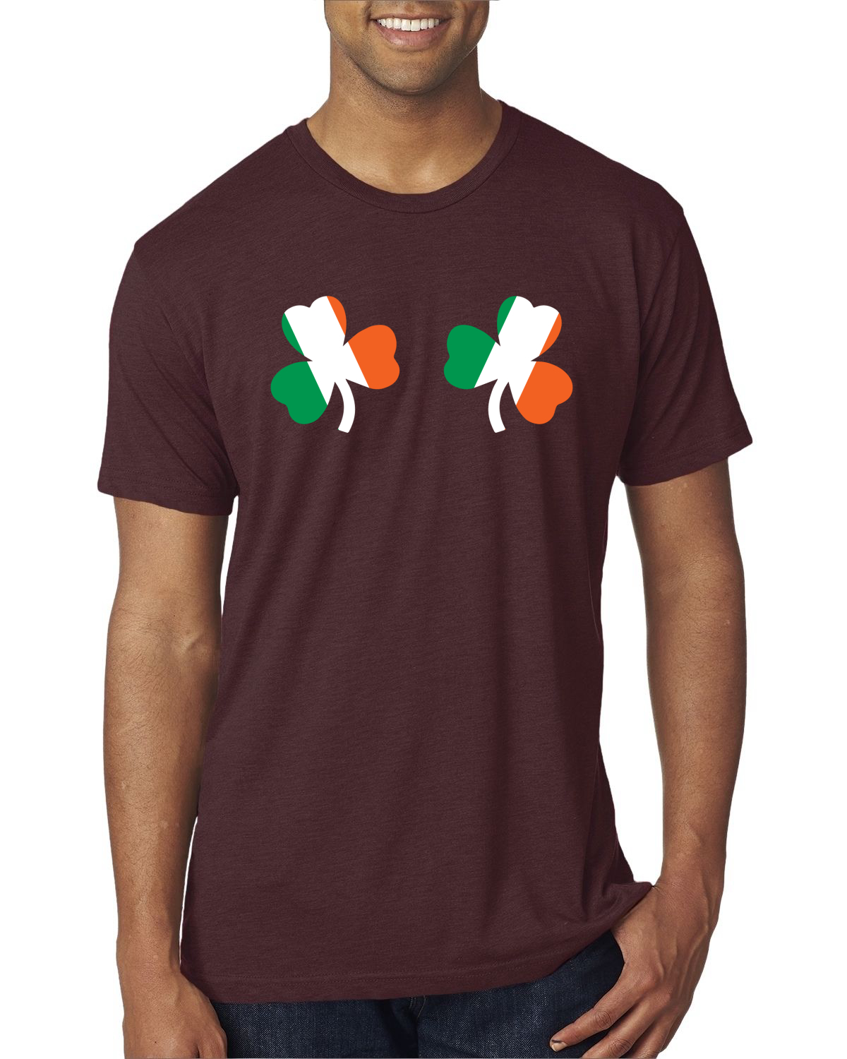 Irish Flag Shamrocks Breasts St. Patricks Day Men Premium Tri Blend T-Shirt - Picture 13 of 17