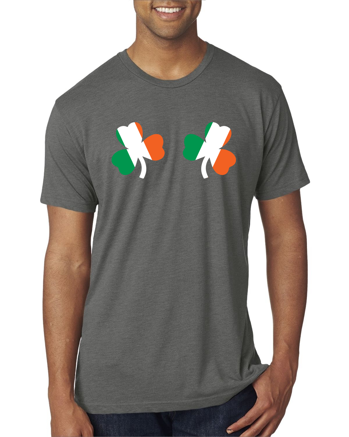 Irish Flag Shamrocks Breasts St. Patricks Day Men Premium Tri Blend T-Shirt - Picture 15 of 17