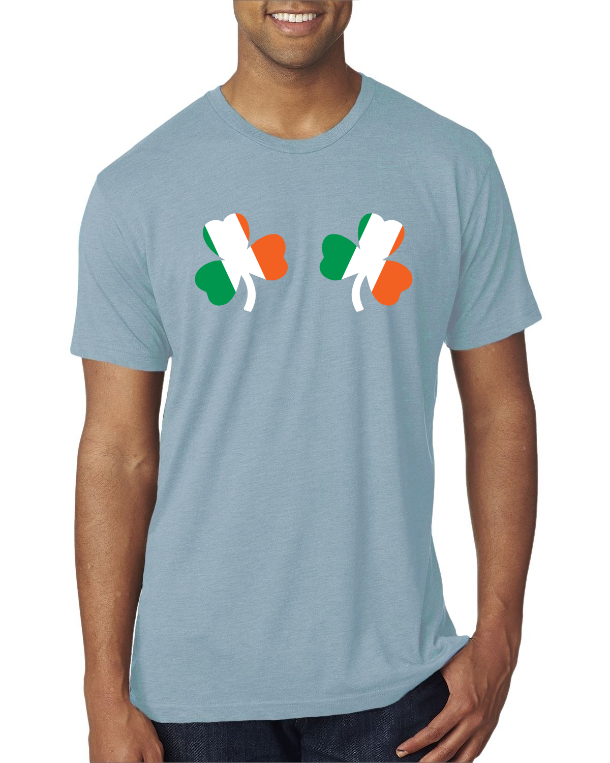 Irish Flag Shamrocks Breasts St. Patricks Day Men Premium Tri Blend T-Shirt - Picture 16 of 17