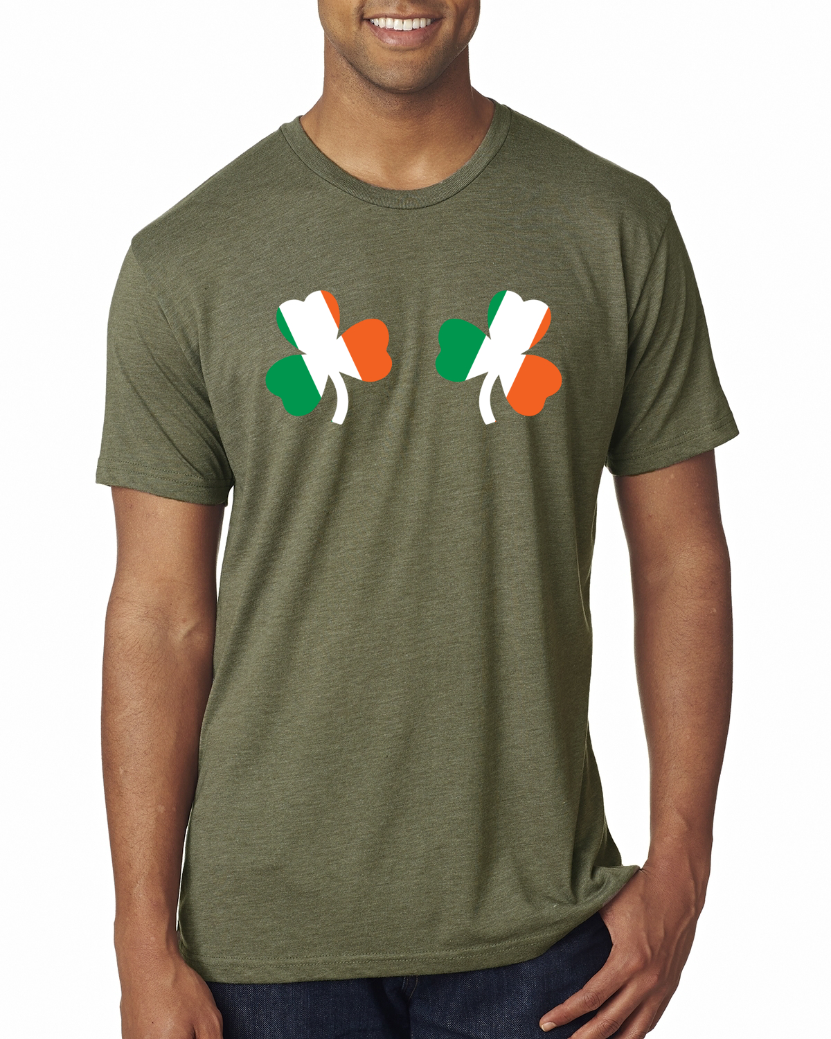 Irish Flag Shamrocks Breasts St. Patricks Day Men Premium Tri Blend T-Shirt - Picture 12 of 17