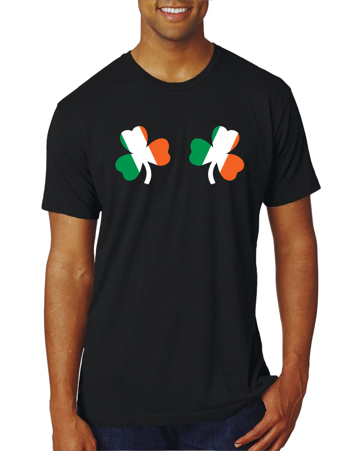 Irish Flag Shamrocks Breasts St. Patricks Day Men Premium Tri Blend T-Shirt - Picture 14 of 17